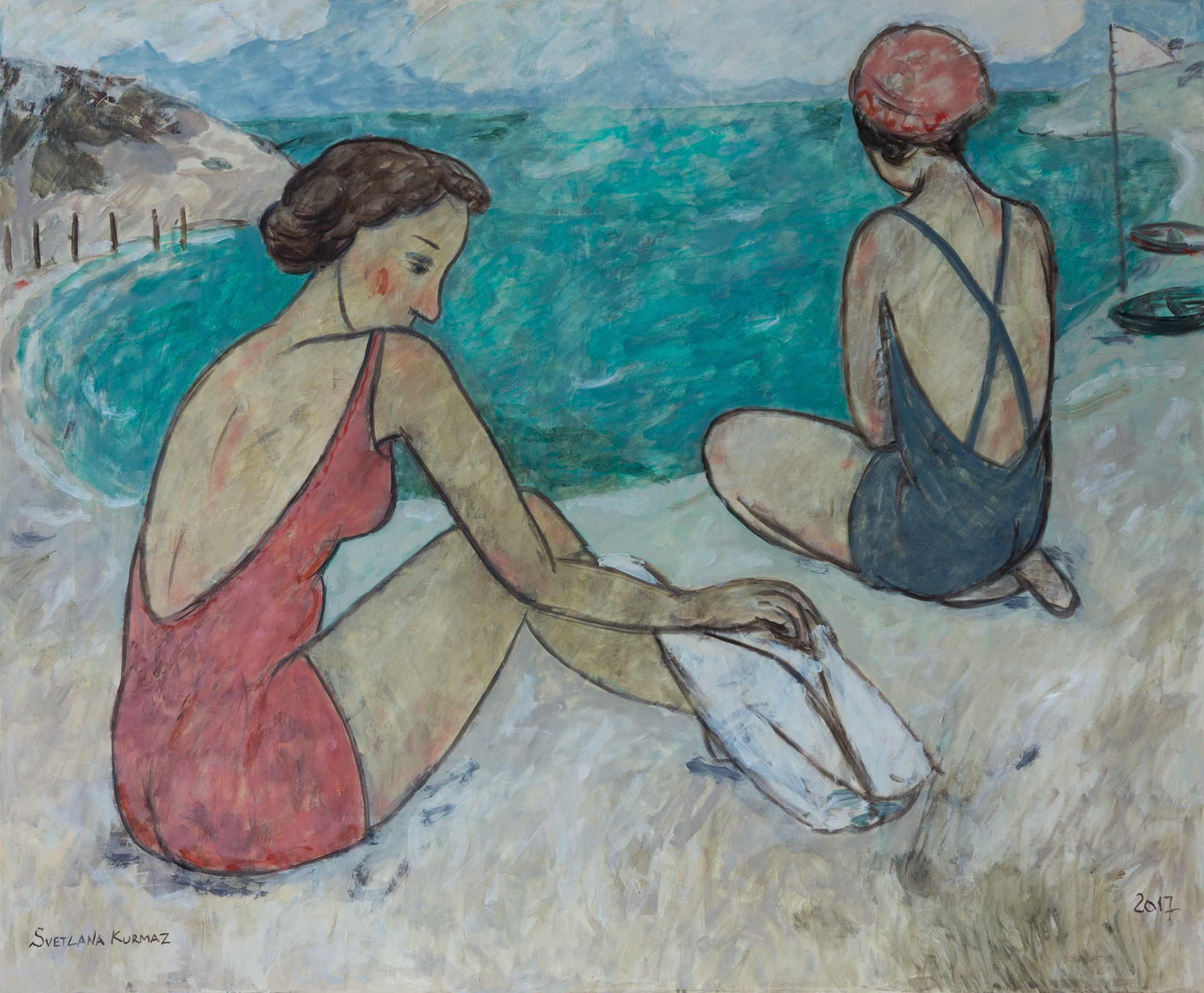 TWO BATHERS, oil on canvas, 90x110cm. Available.