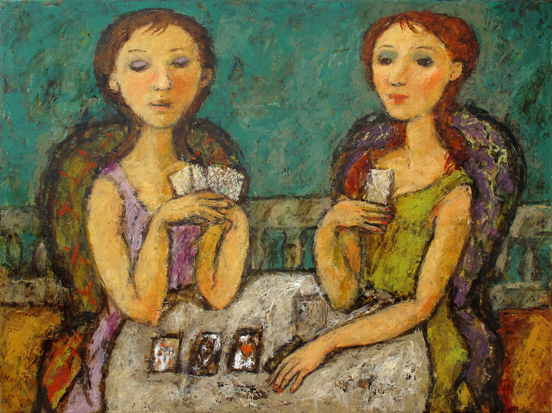 PLAYING CARDS, oil on canvas, 70x90cm.