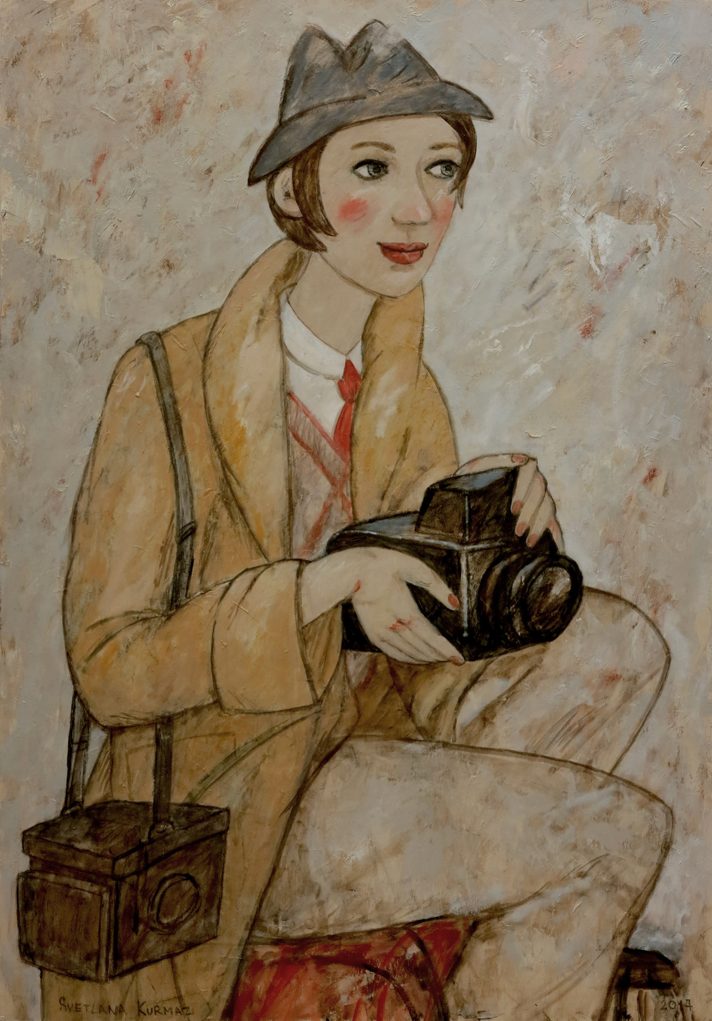 LADY WITH A HASSELBLAD, oil on canvas, 100x70cm. Available.
