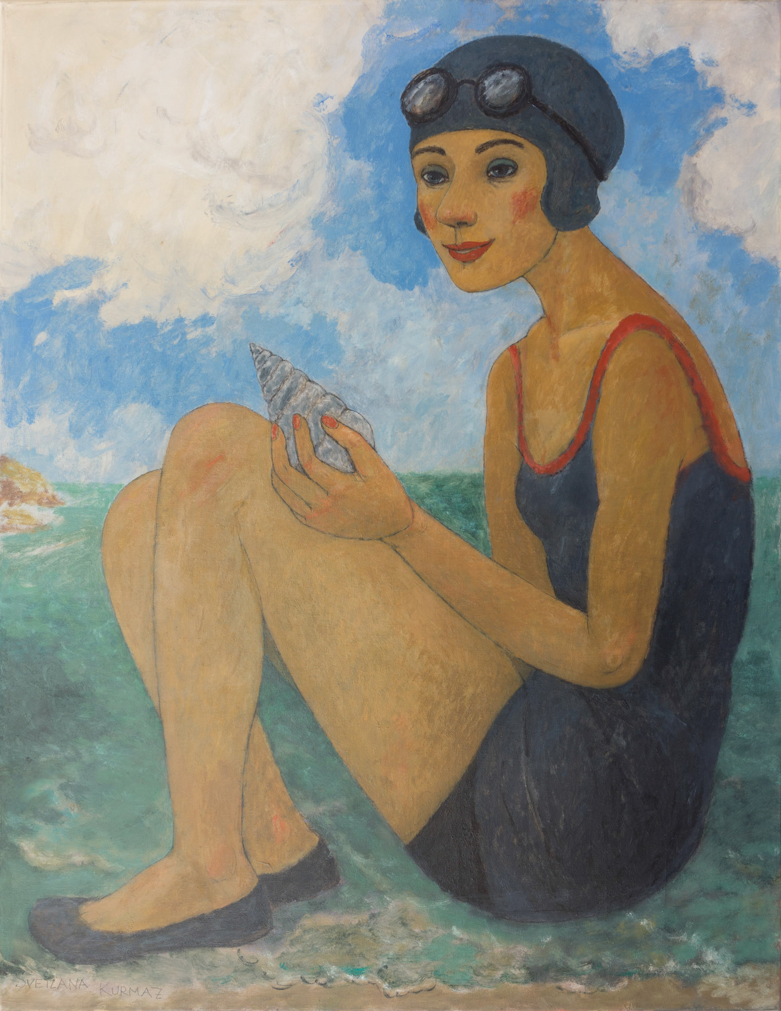 LADY DIVER, oil on canvas, 90x70cm. Available.
