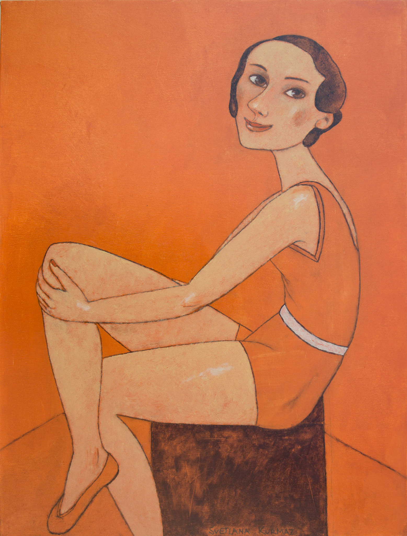 BATHING BEAUTY (l) , oil on canvas, 80x60cm. Available