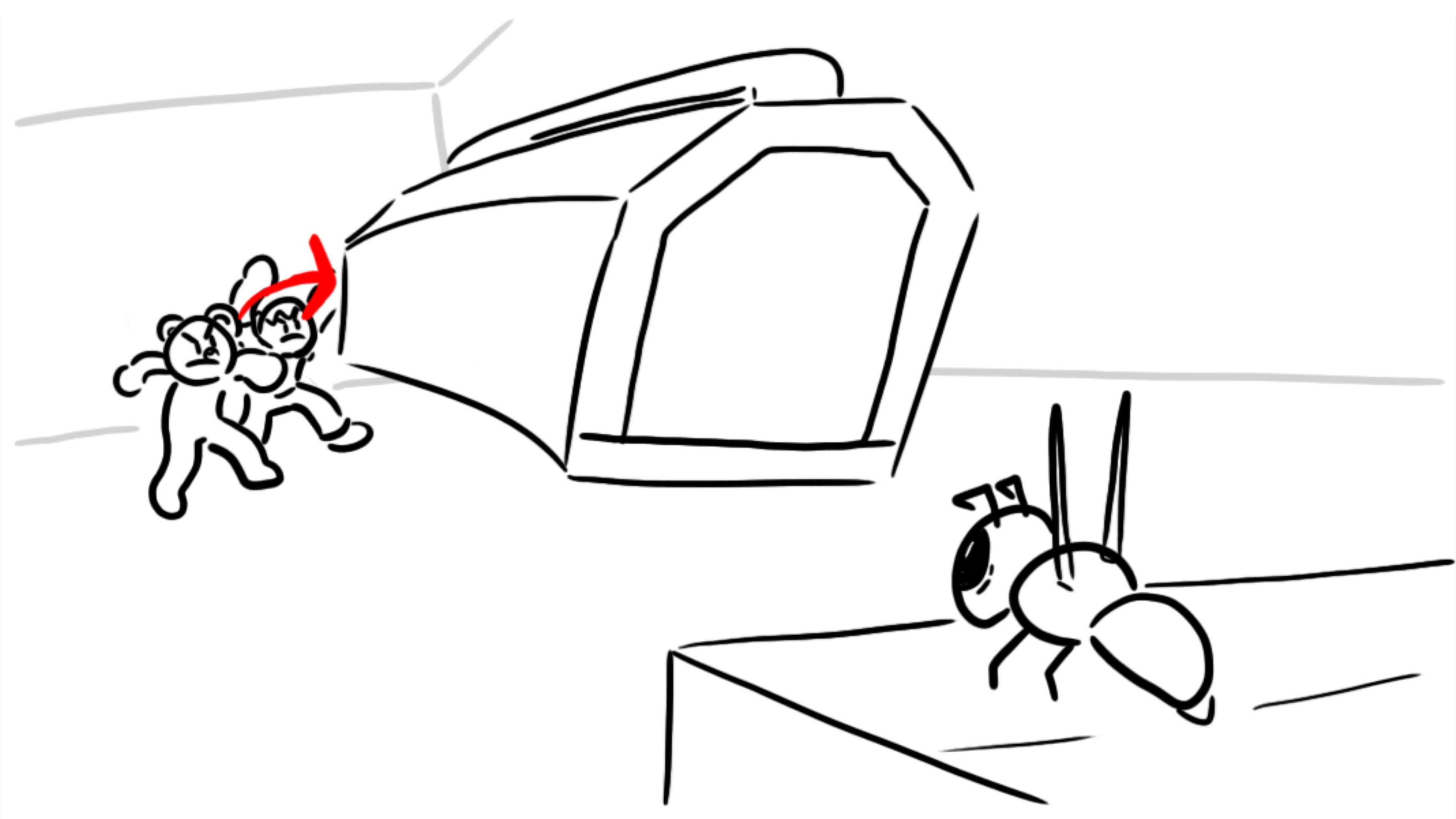 They throw it at the wasp!