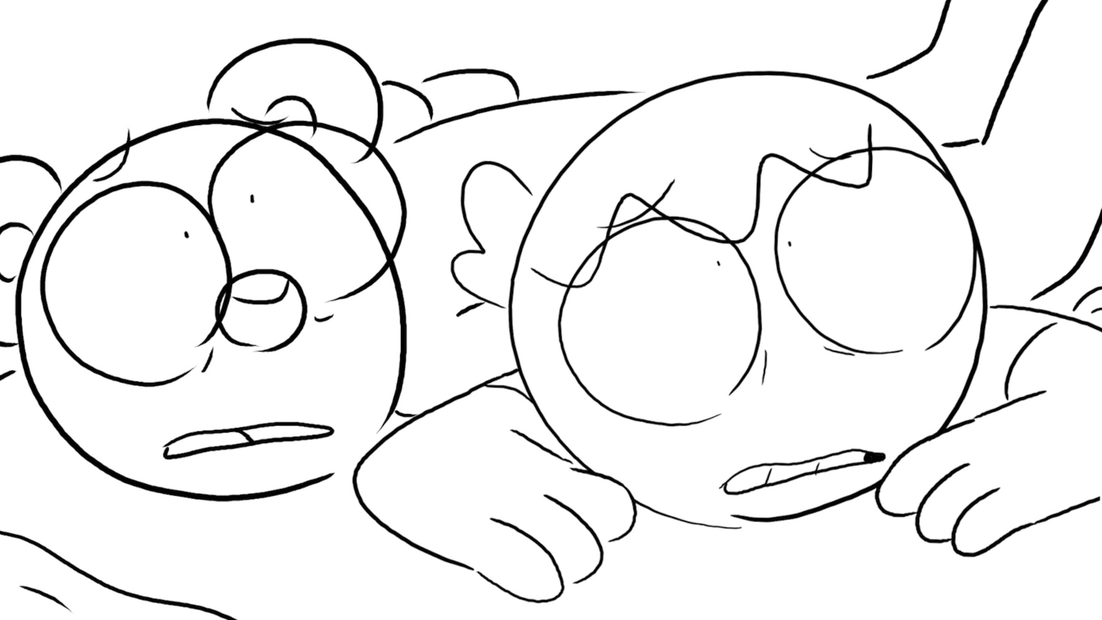 The two close their eyes in fear, anticipating the worst.