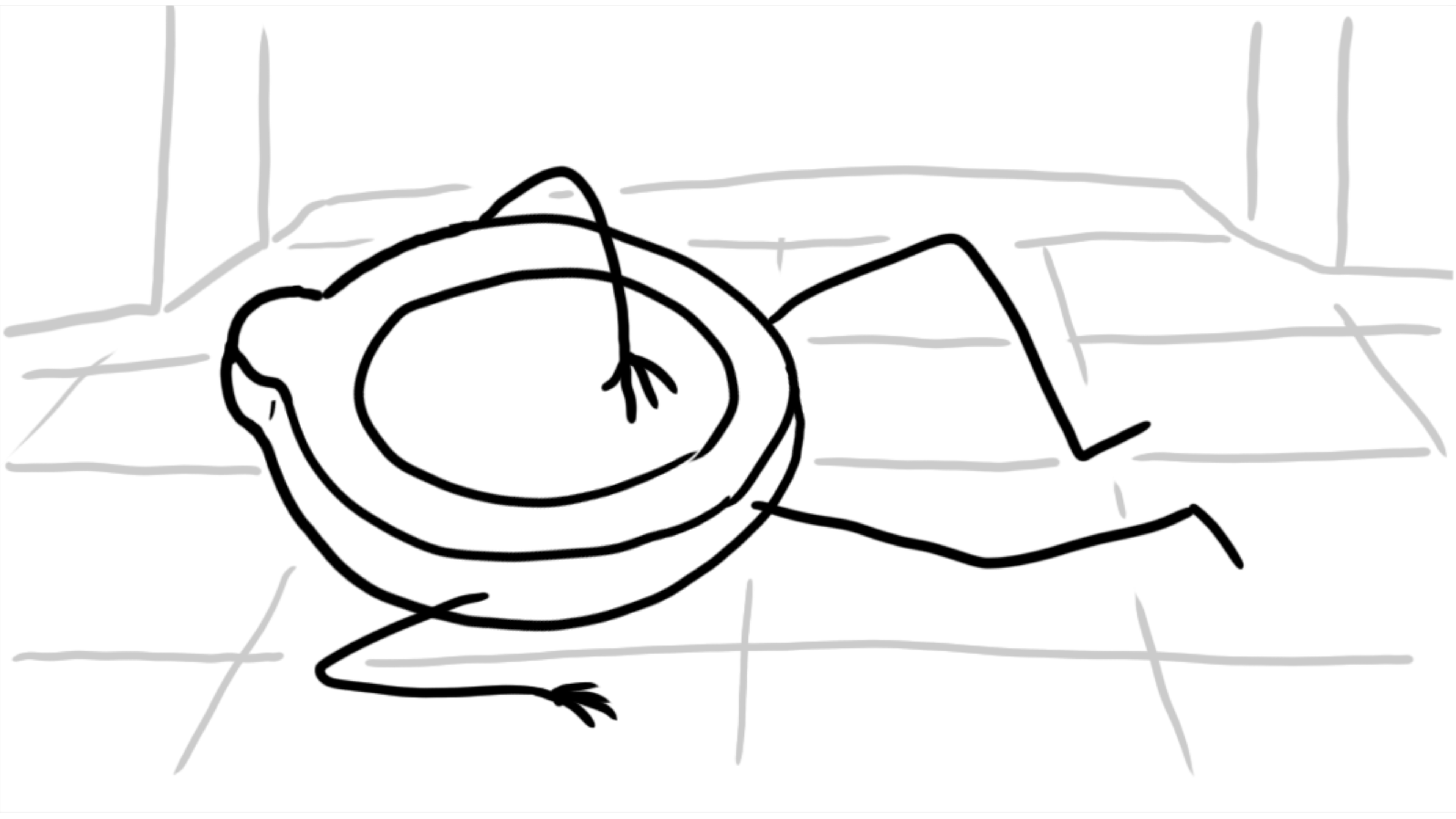 Checker lies collapsed on the floor.