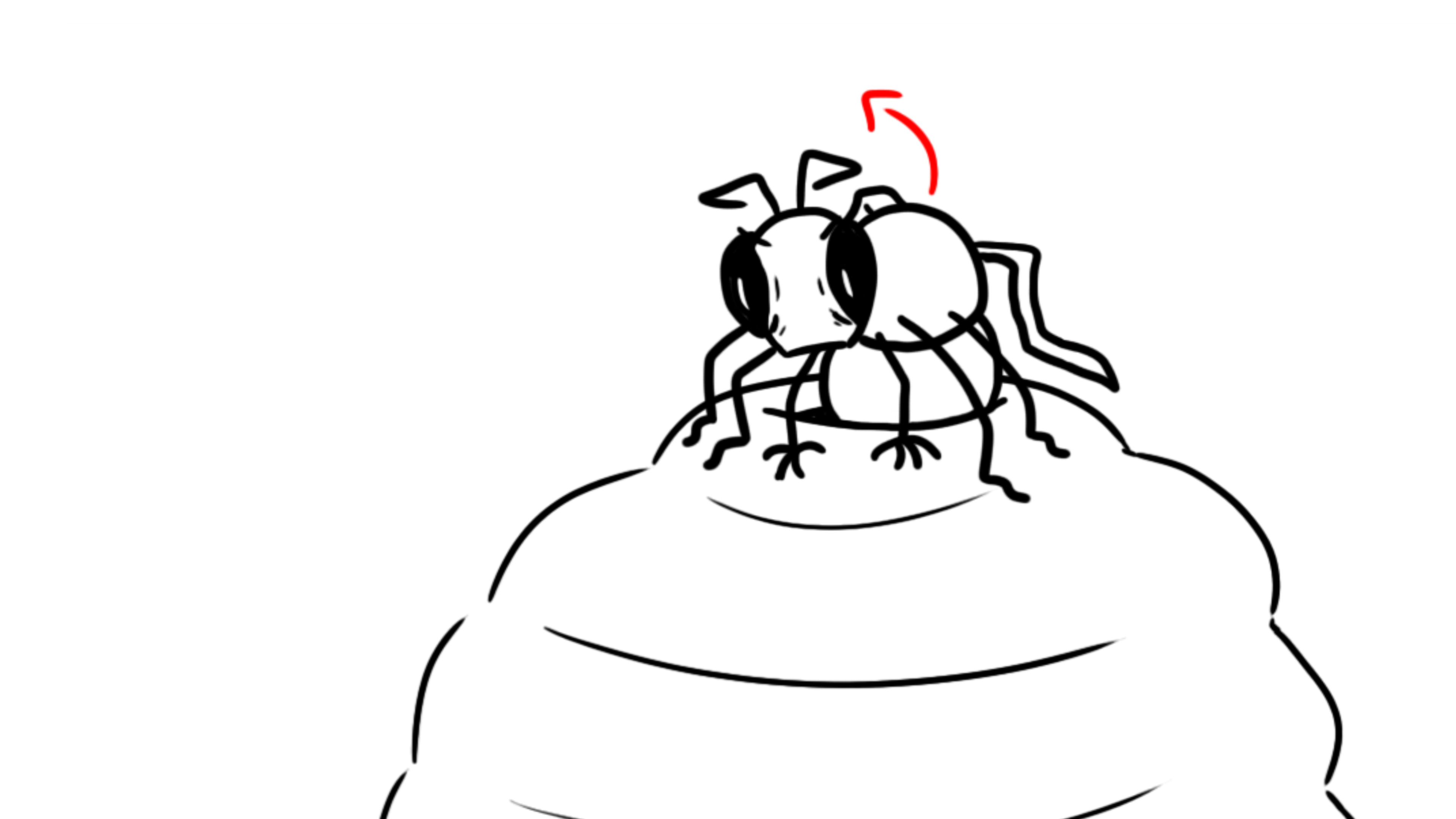 The wasp lifts himself out of the nest.