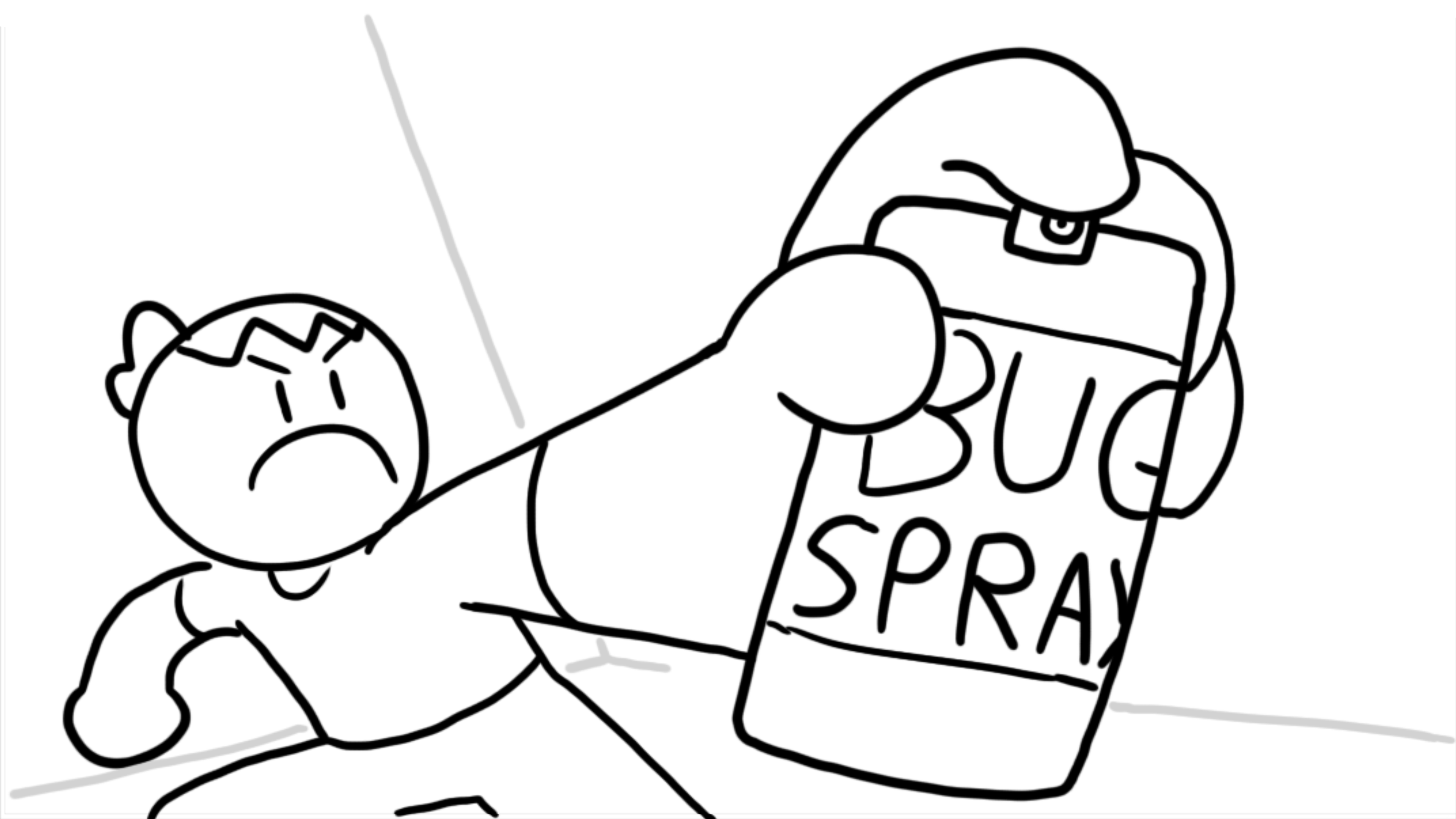 Connor sprays bug spray.