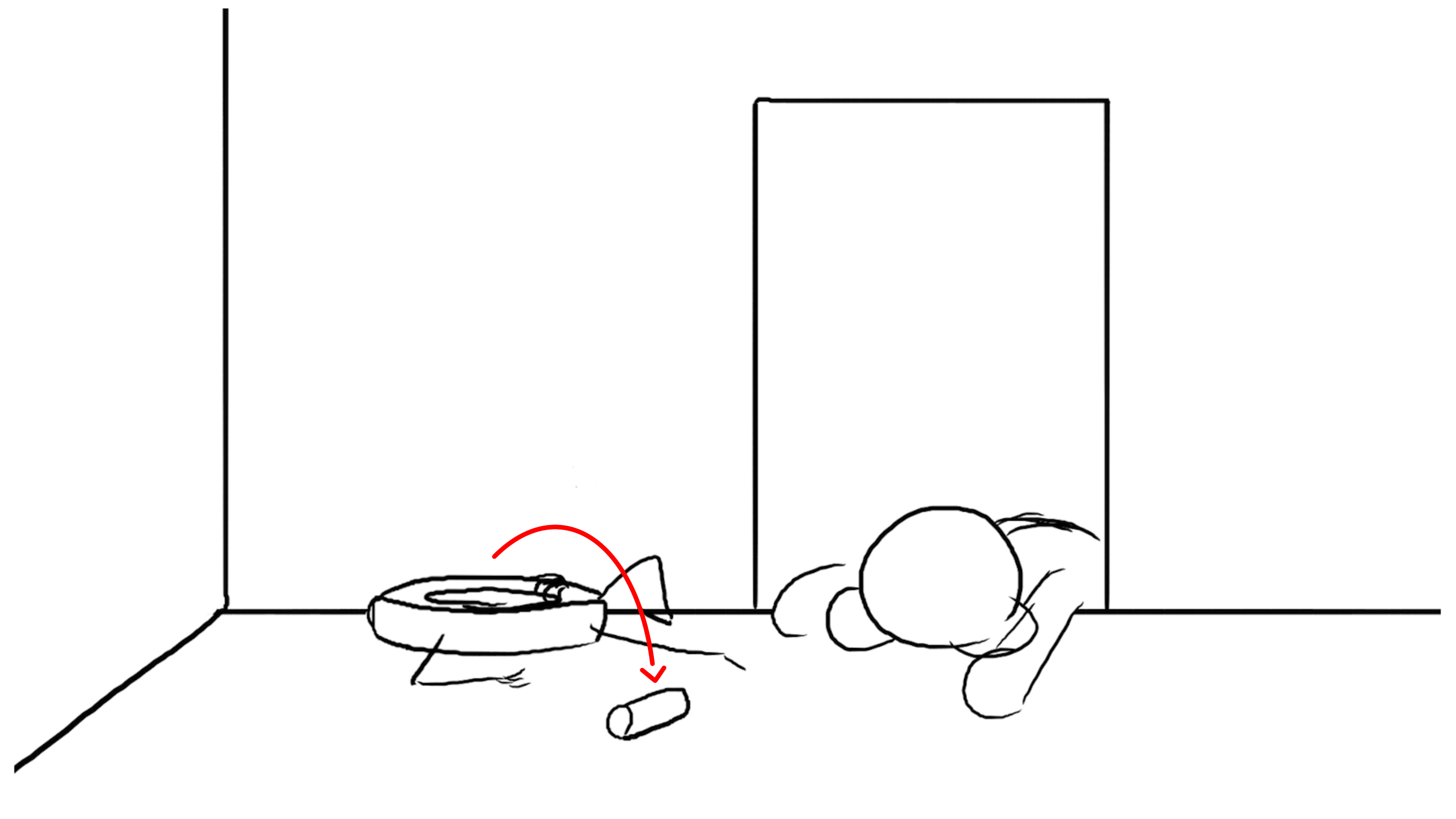 The can rolls to a stop.