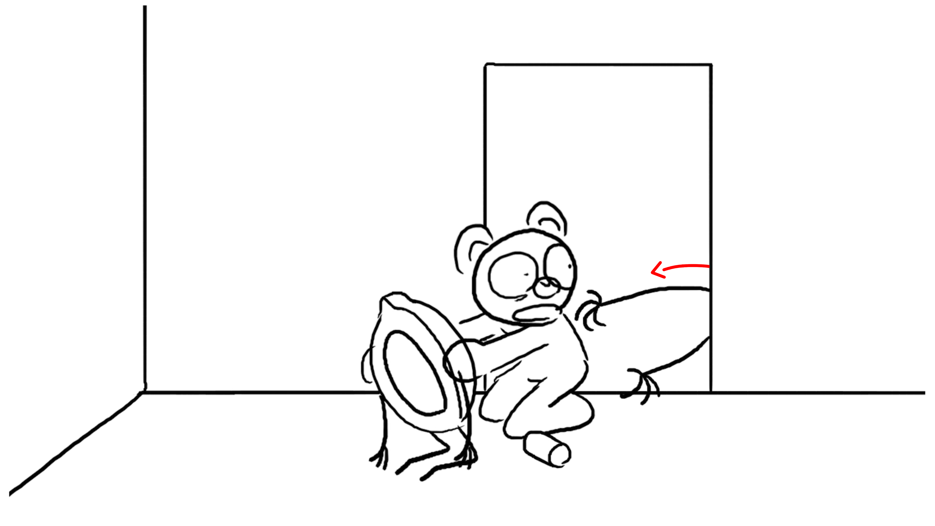 The Mega-Wasp reaches into the room.