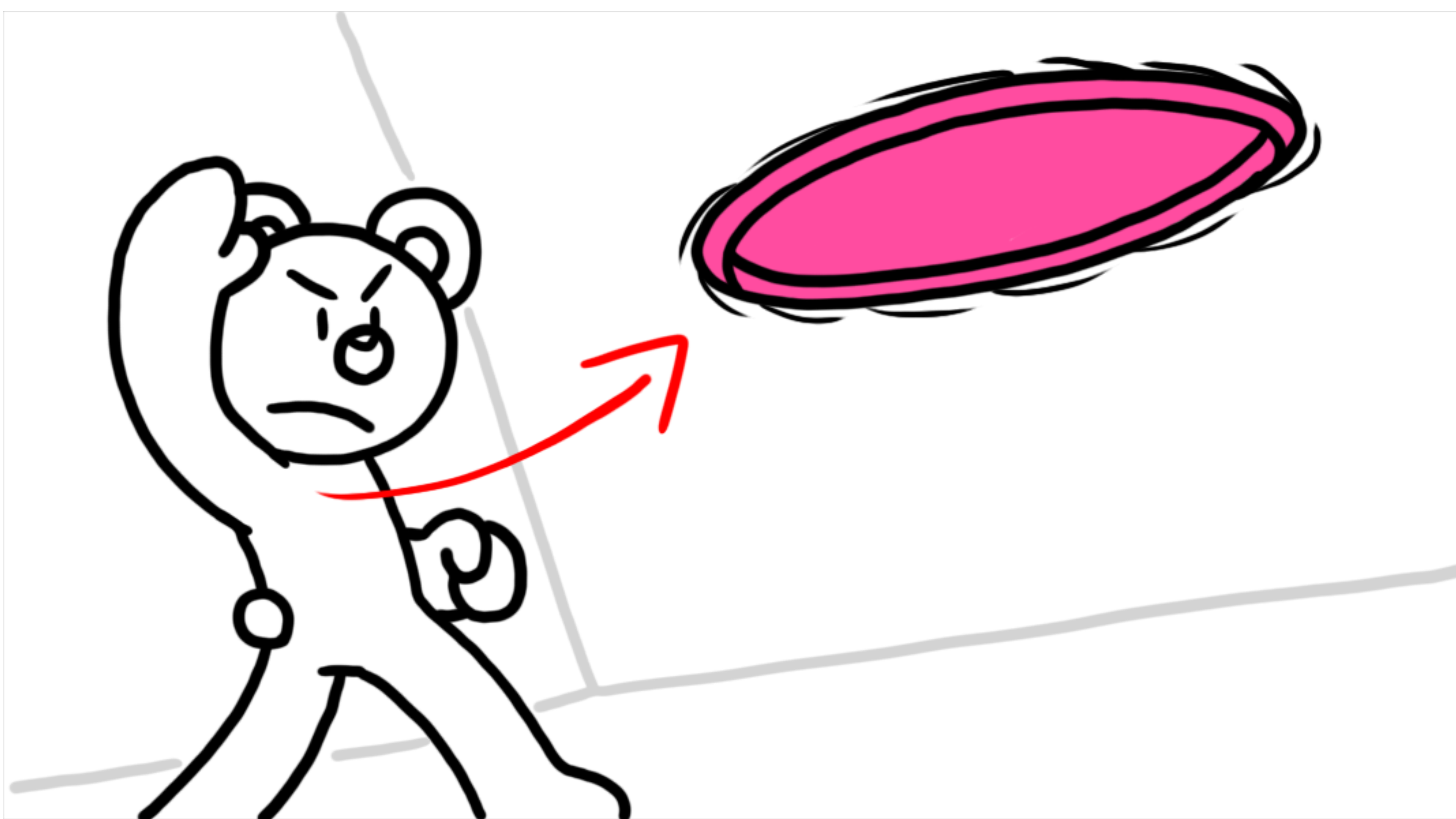 Beary throws a frisbee!