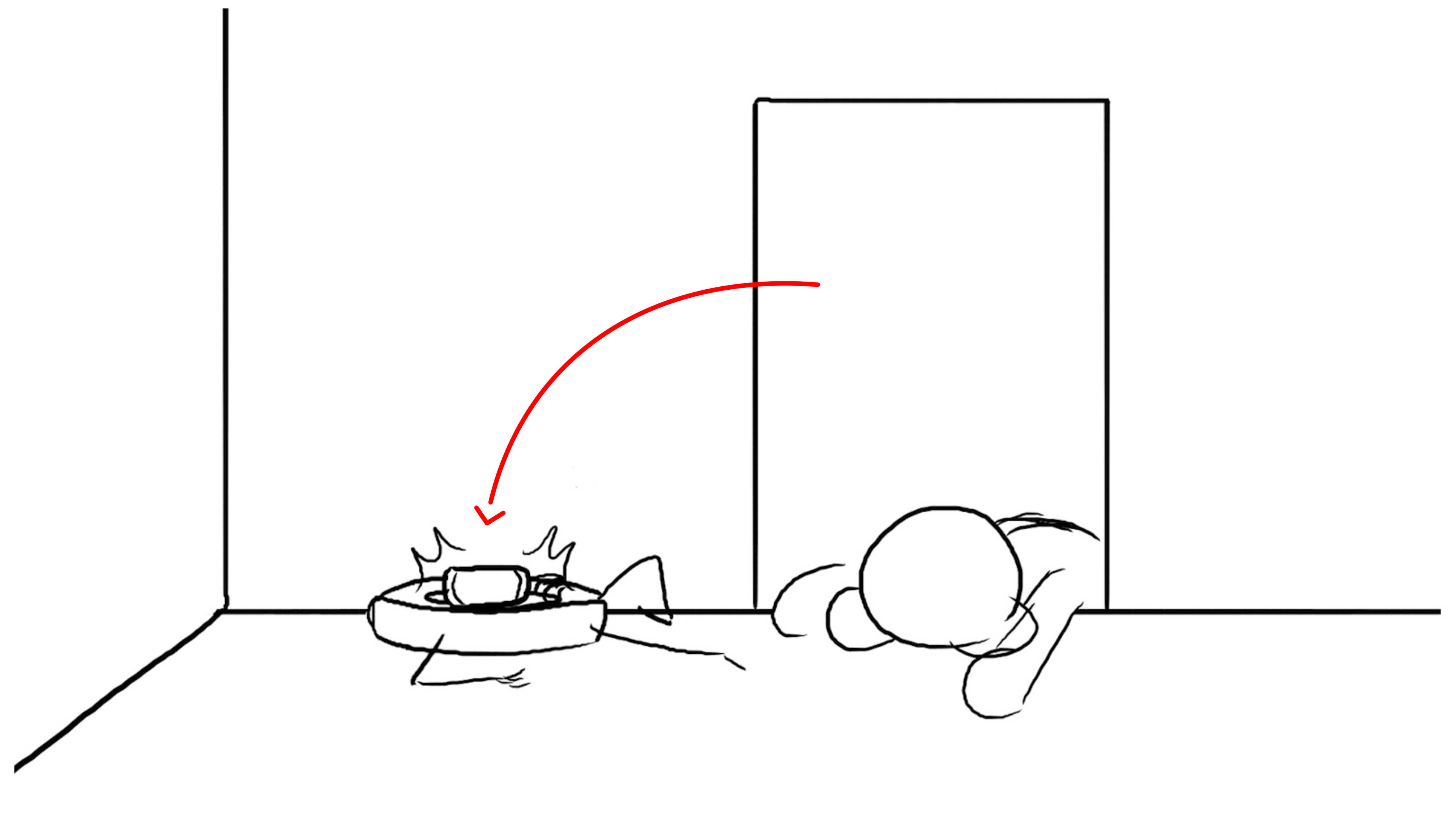 A can of bug spray is knocked into the air and bounces around.