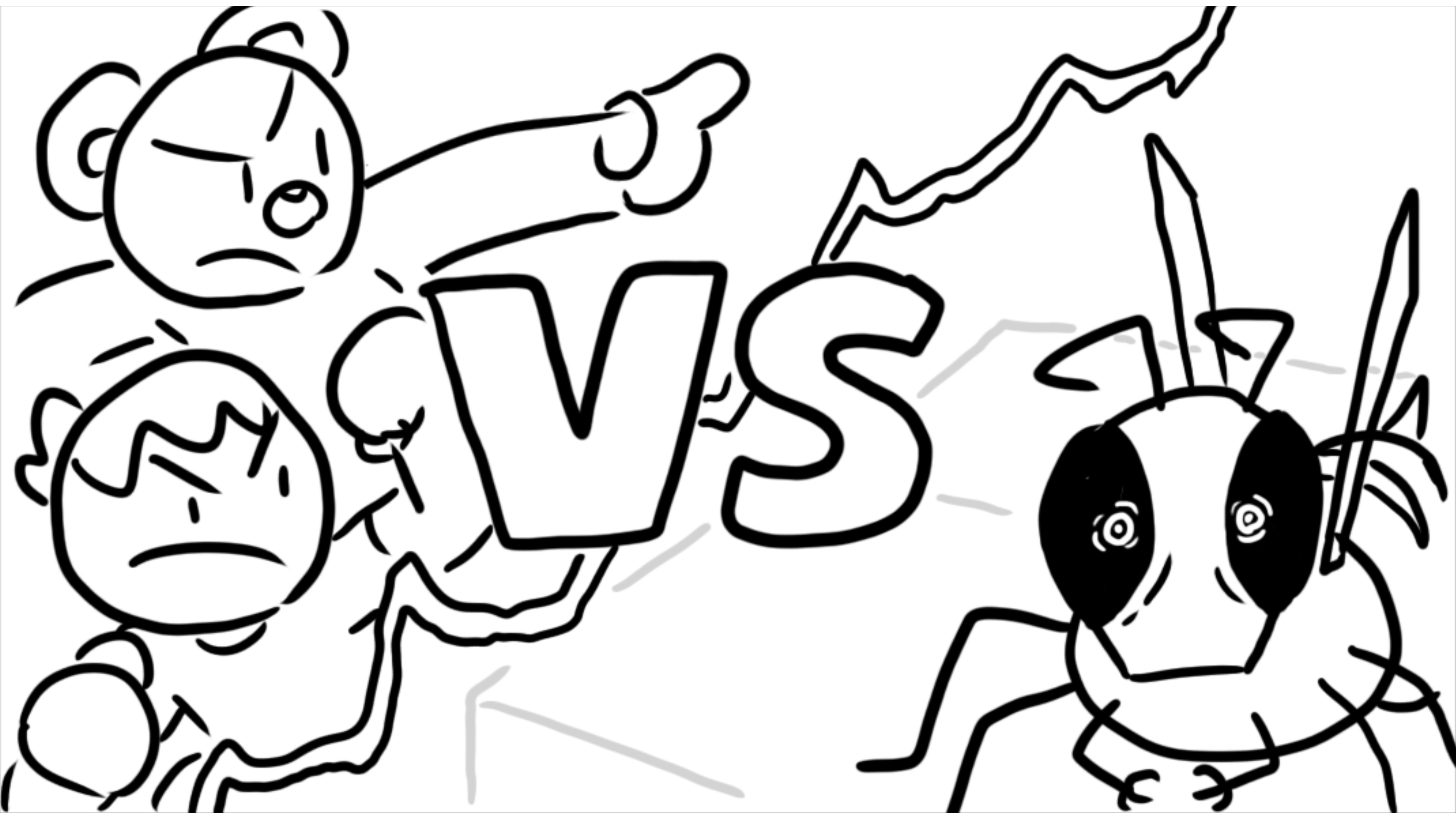 The two sides clash in a video game-like VS screen.