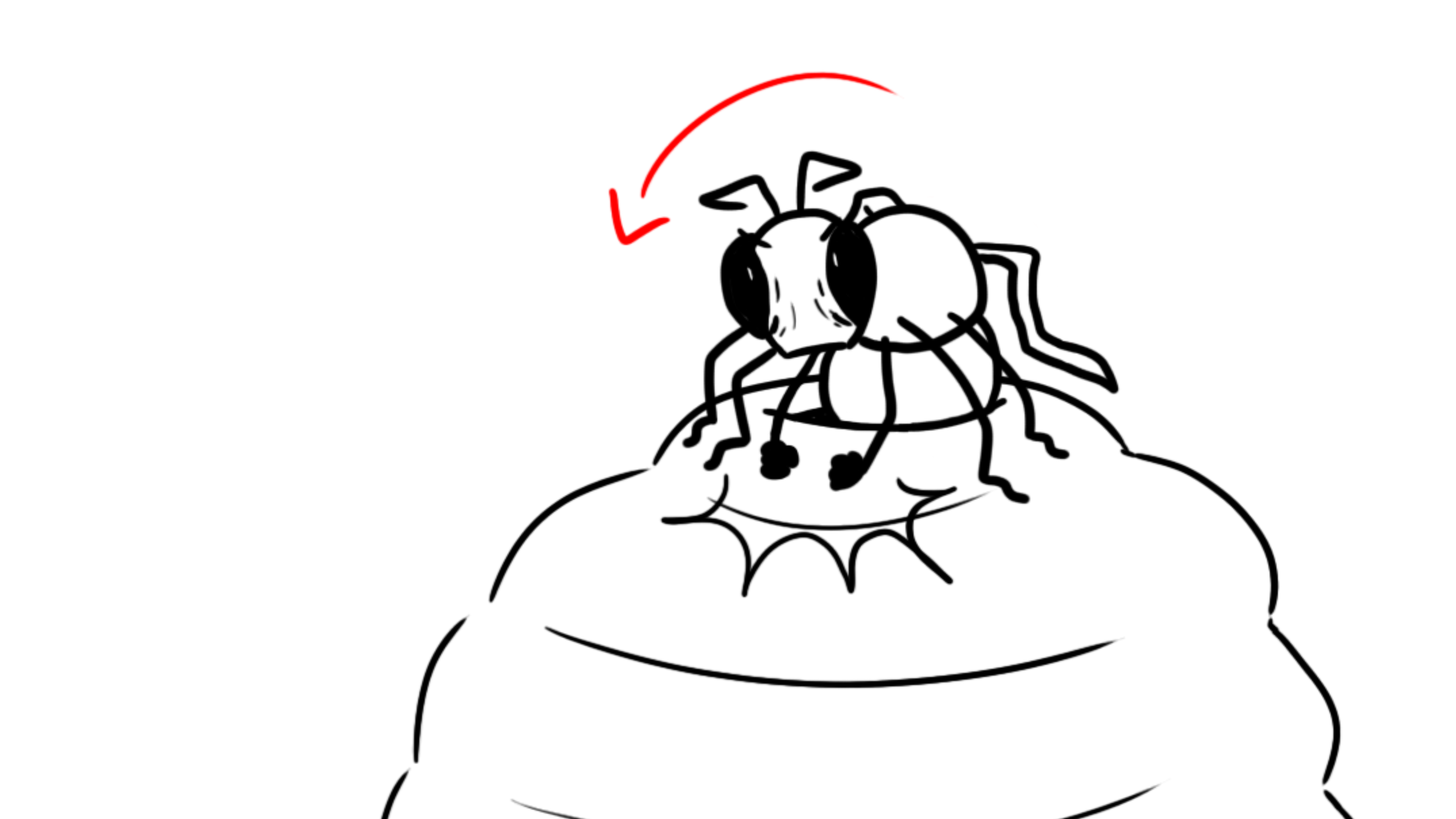 He strikes the nest with his fists!