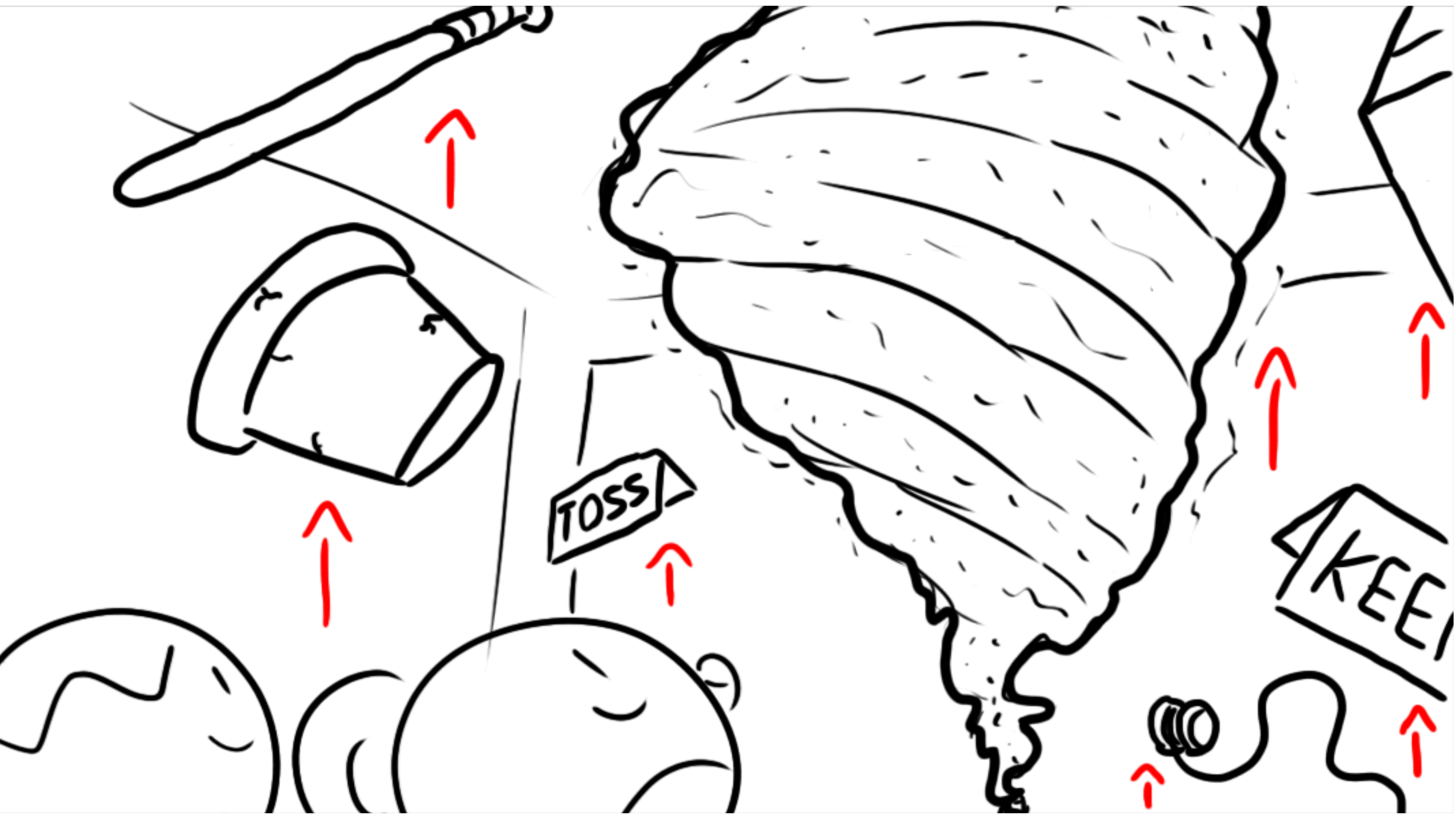 The wasps form a huge tornado, pulling objects into the air with it.