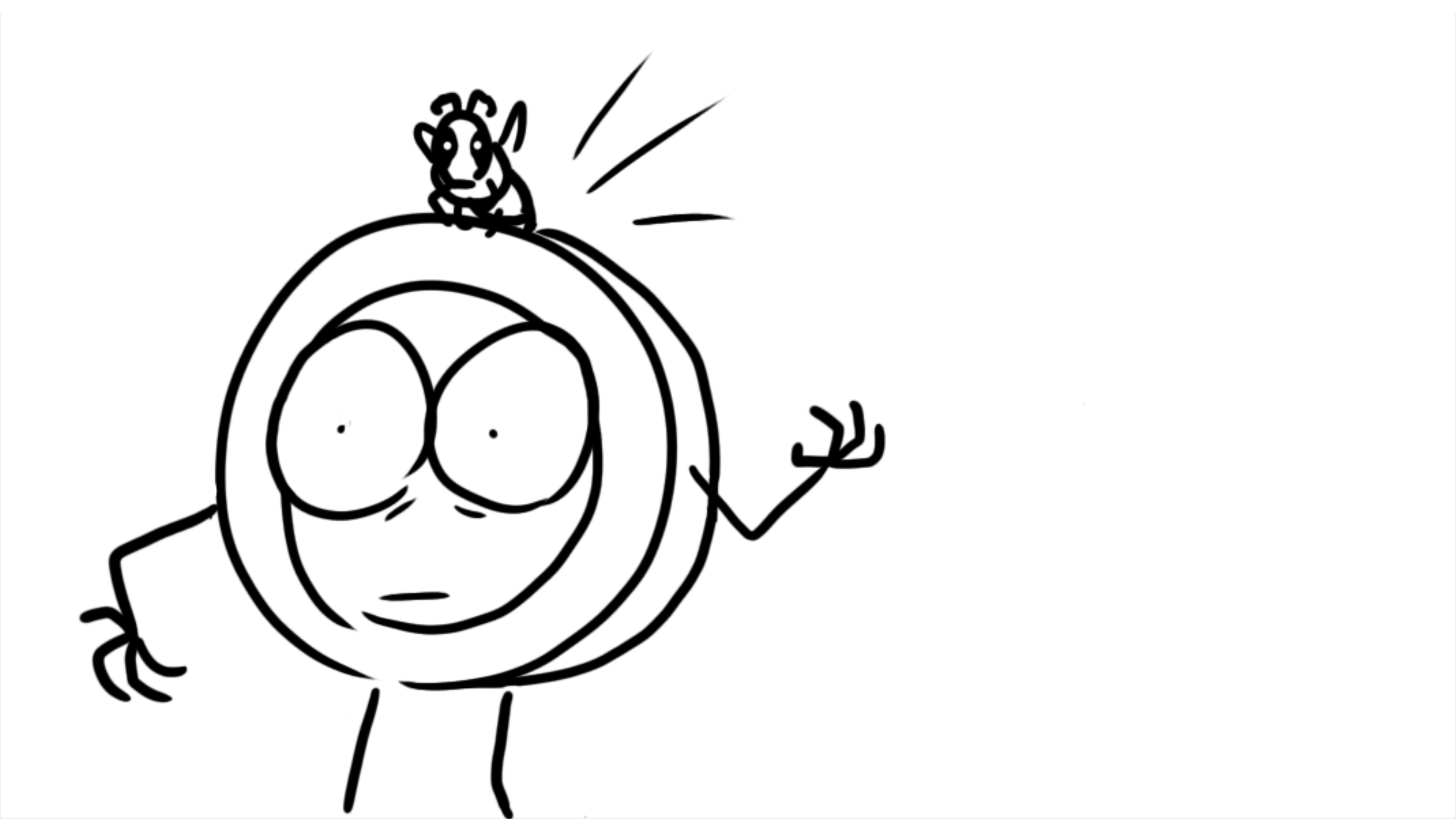 The wasp stings him in the head.