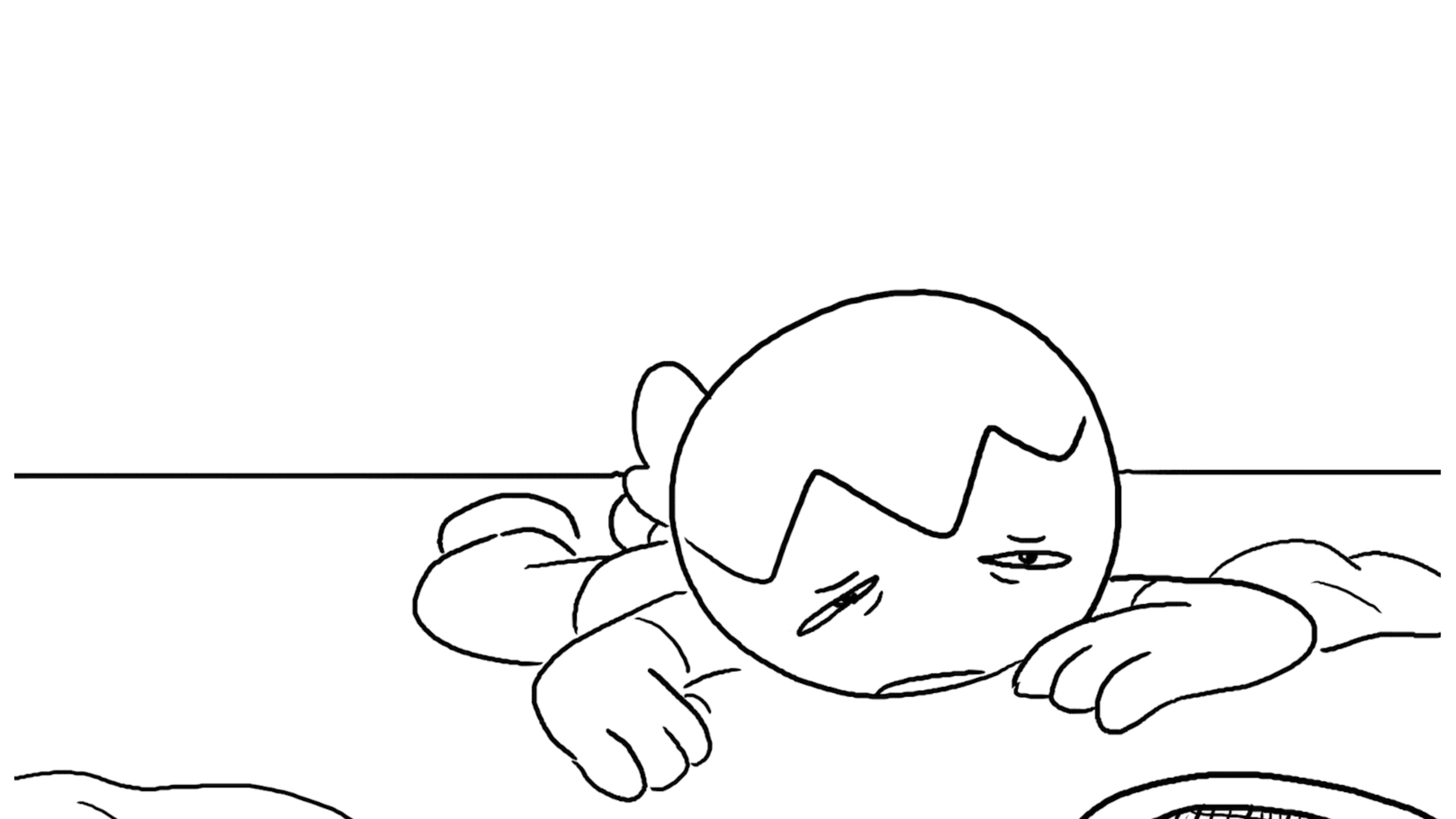 He slowly wakes up...