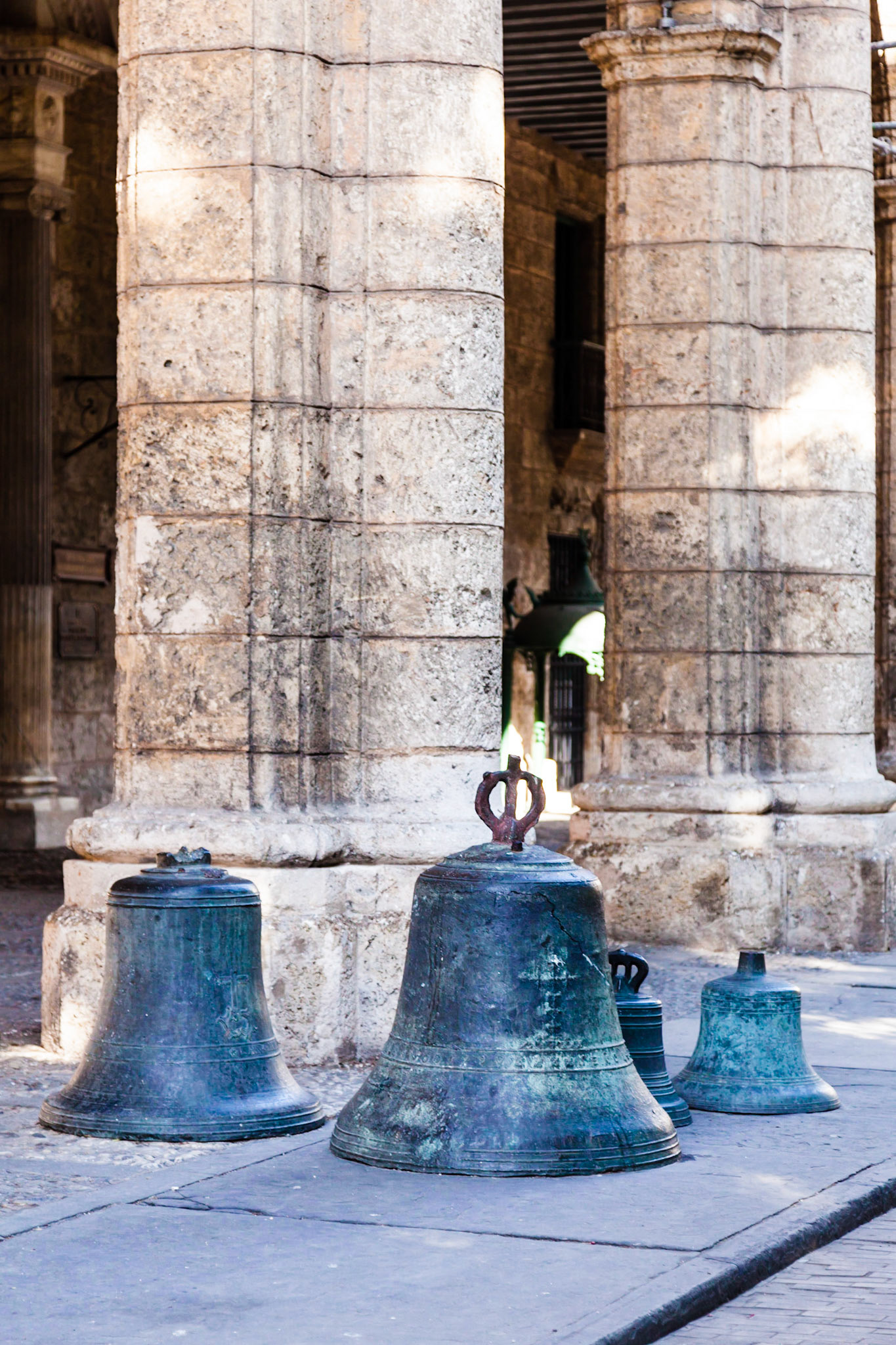 The Cathedral of The Virgin Mary of the Immaculate Conception is one of eleven Roman Catholic cathedrals on the island of Cuba. Located in the Plaza de la Catedral, the Havana Cathedral is found in the center of Old Havana. This thirty-four by thirty-five meter rectangle church serves as the seat of the Roman Catholic Archdiocese of San Cristobal de la Habana which overlooks 7,542 square kilometers of the island and 2,821,000 Catholics.  These bells were replaced with two bells that were cast with gold and silver mixed into bronze which gives them an elegant and sweeter tone.