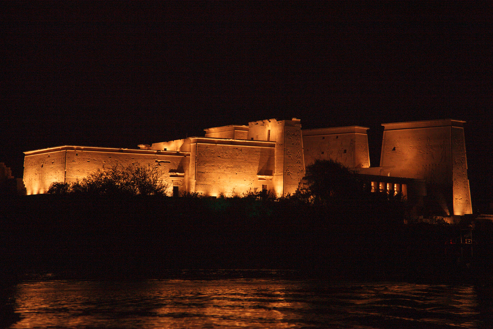 Philae Temple ant Night From The Aswan Low Dam