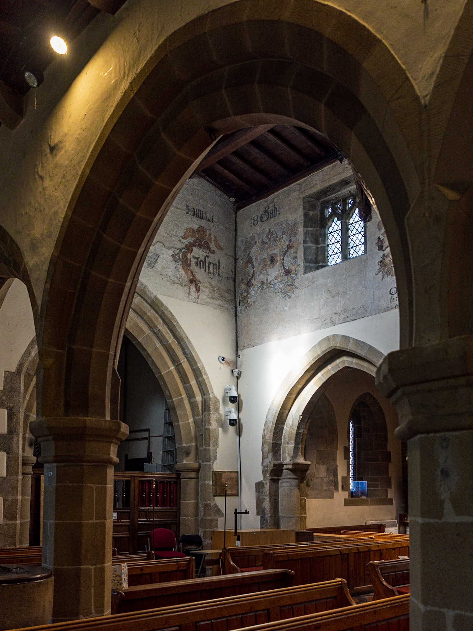The Interior of the 14th Century Parish Church of Saint Lawrence, Eyam