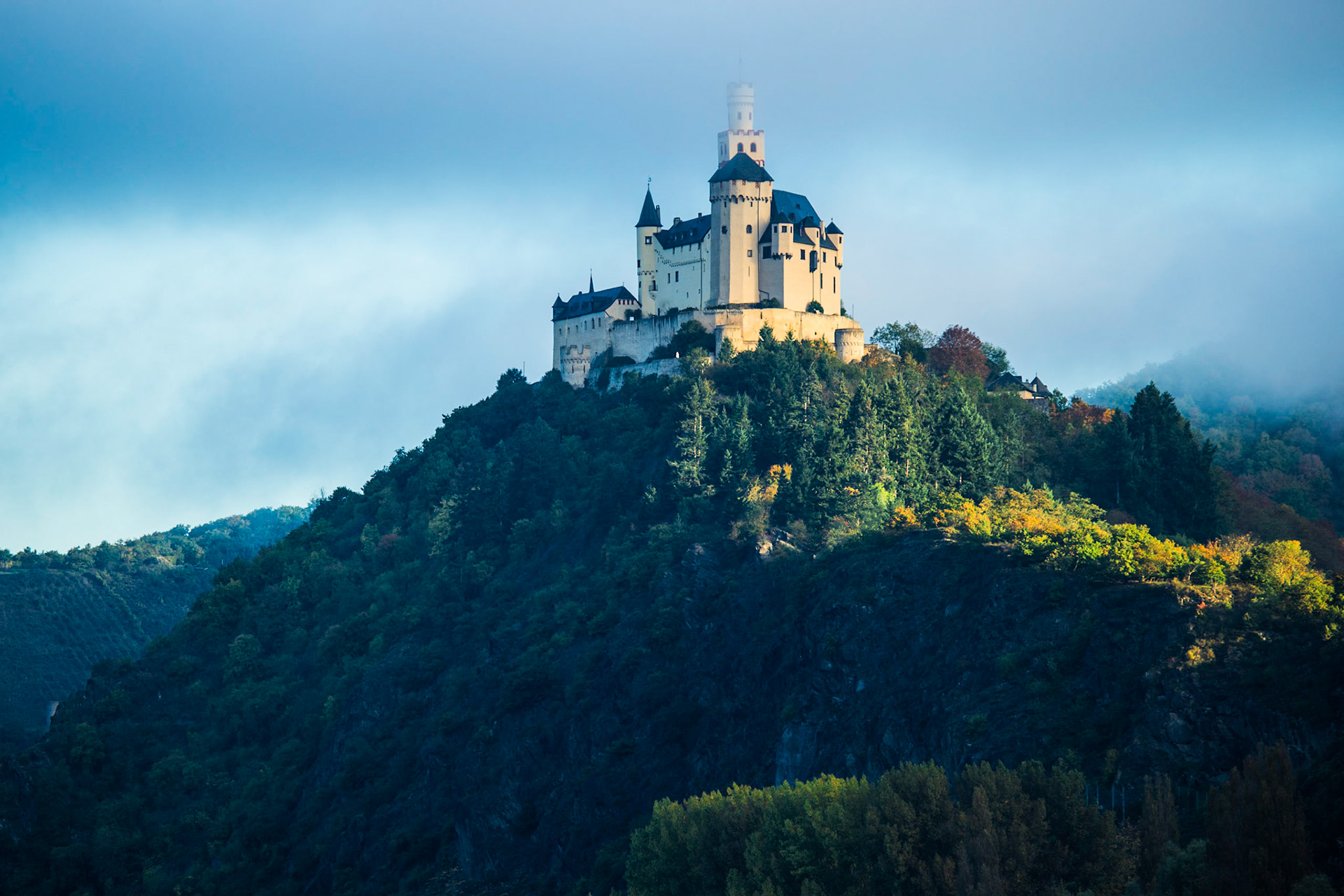 A Fairy Tale Castle On The Banks Of The Rhine At Boppard, Germany