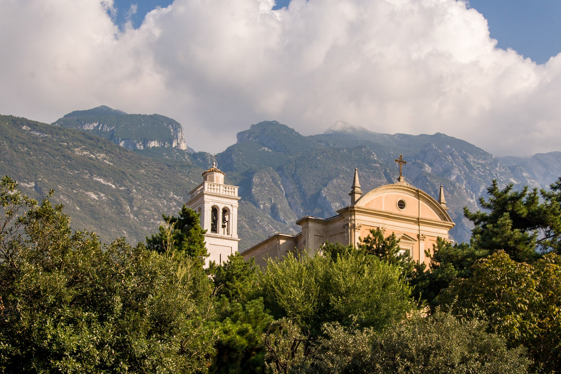 A Church On The Hillside Overlooking Lake Garda, Italy