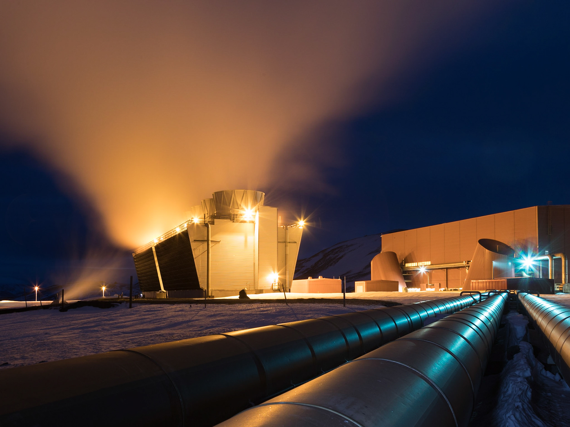 The Krafla geothermal power plant is a geothermal power generating facility located in Iceland, close to the Krafla Volcano and the lake Mývatn.