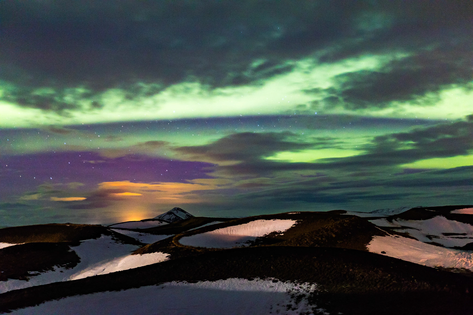Northern Lights Over Krafla Volcano