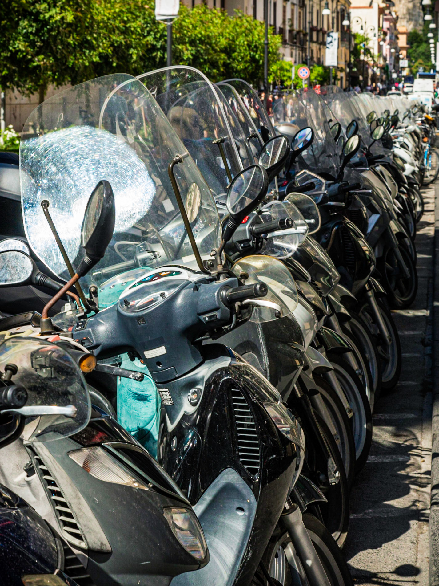 Italian Motorcycles Parked In Sorrento