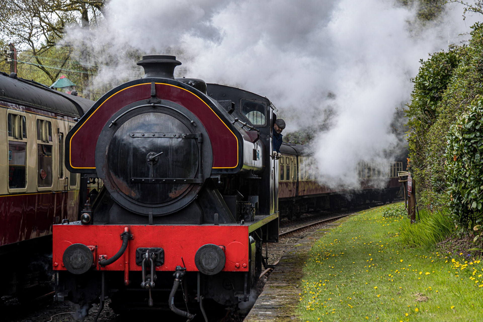 Steam Train at Haverthwaite Railway Station