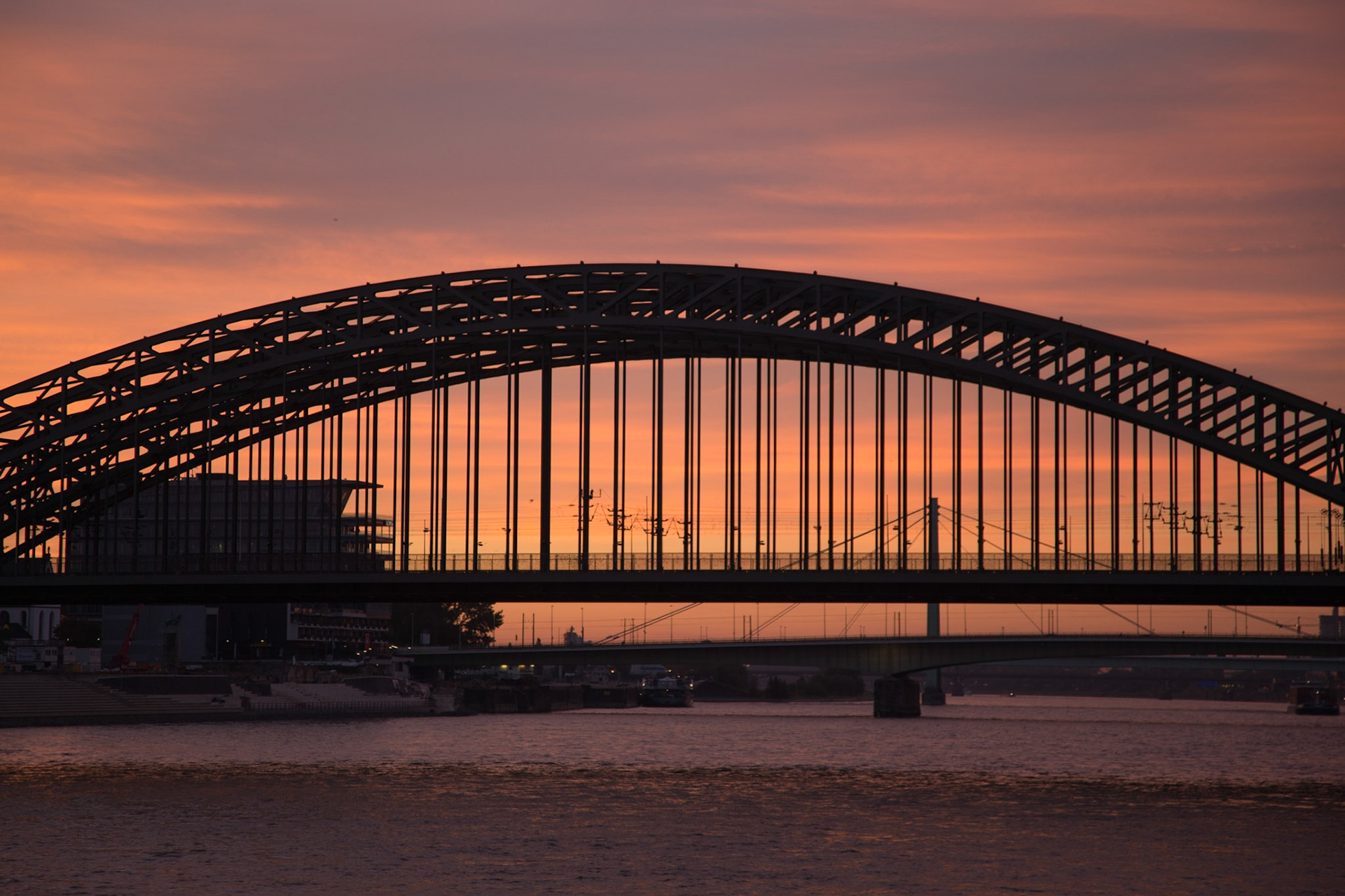 Sunset Over The Rhine At Cologne