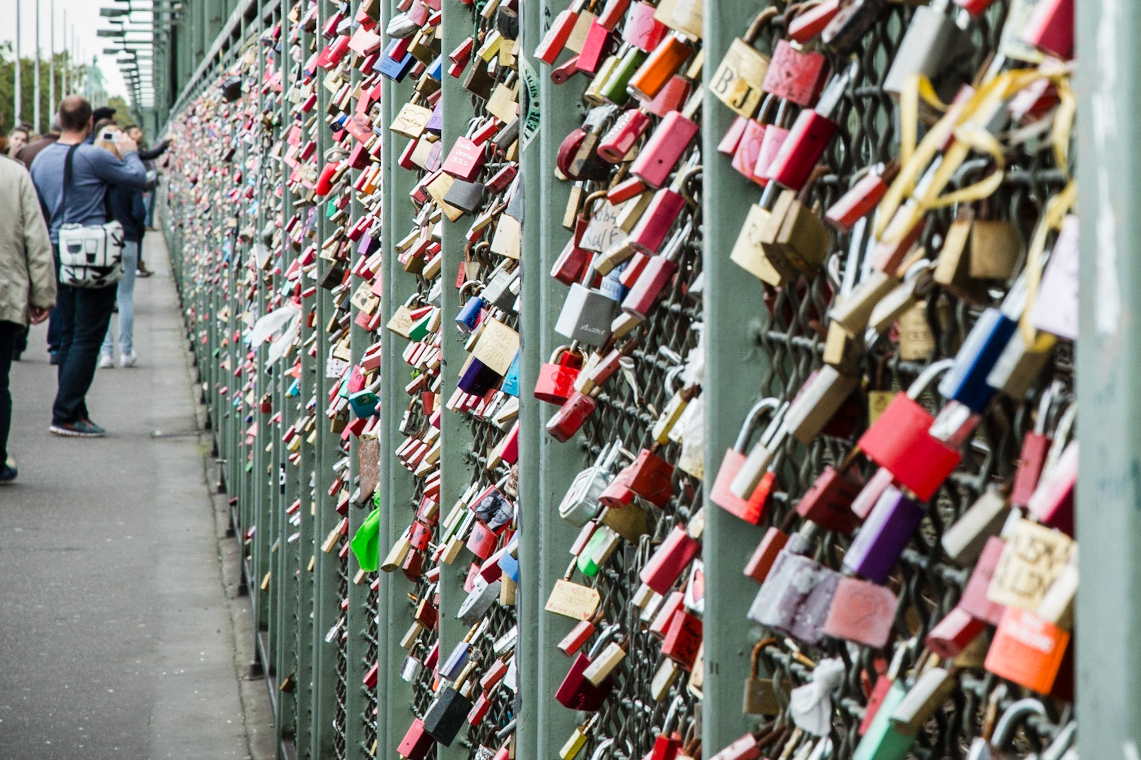 Padlocks Fastened To The Bridge Over The Rhine At Cologne