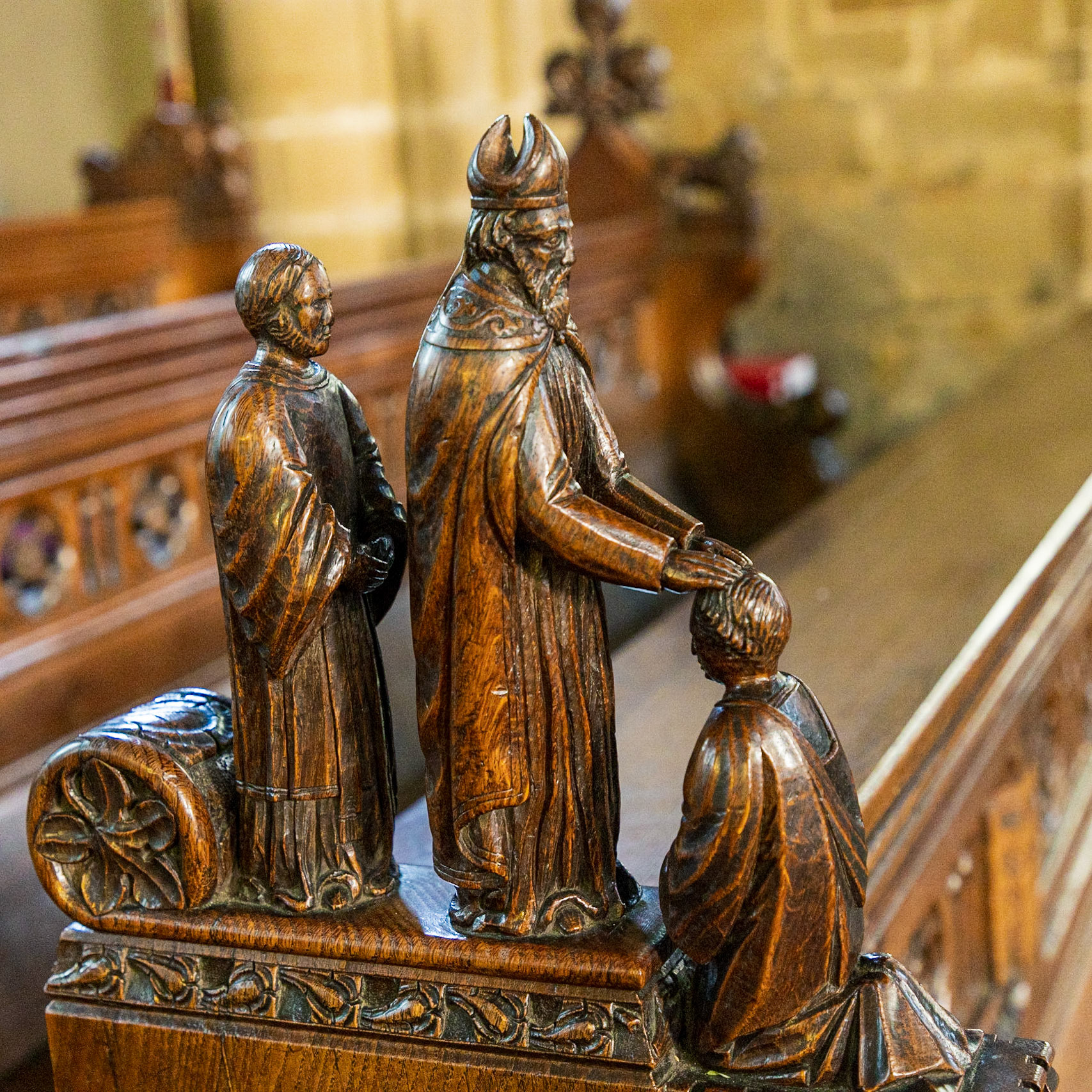 A Carving On One Of The Pews Inside The Church of St John the Baptist in Tideswell
