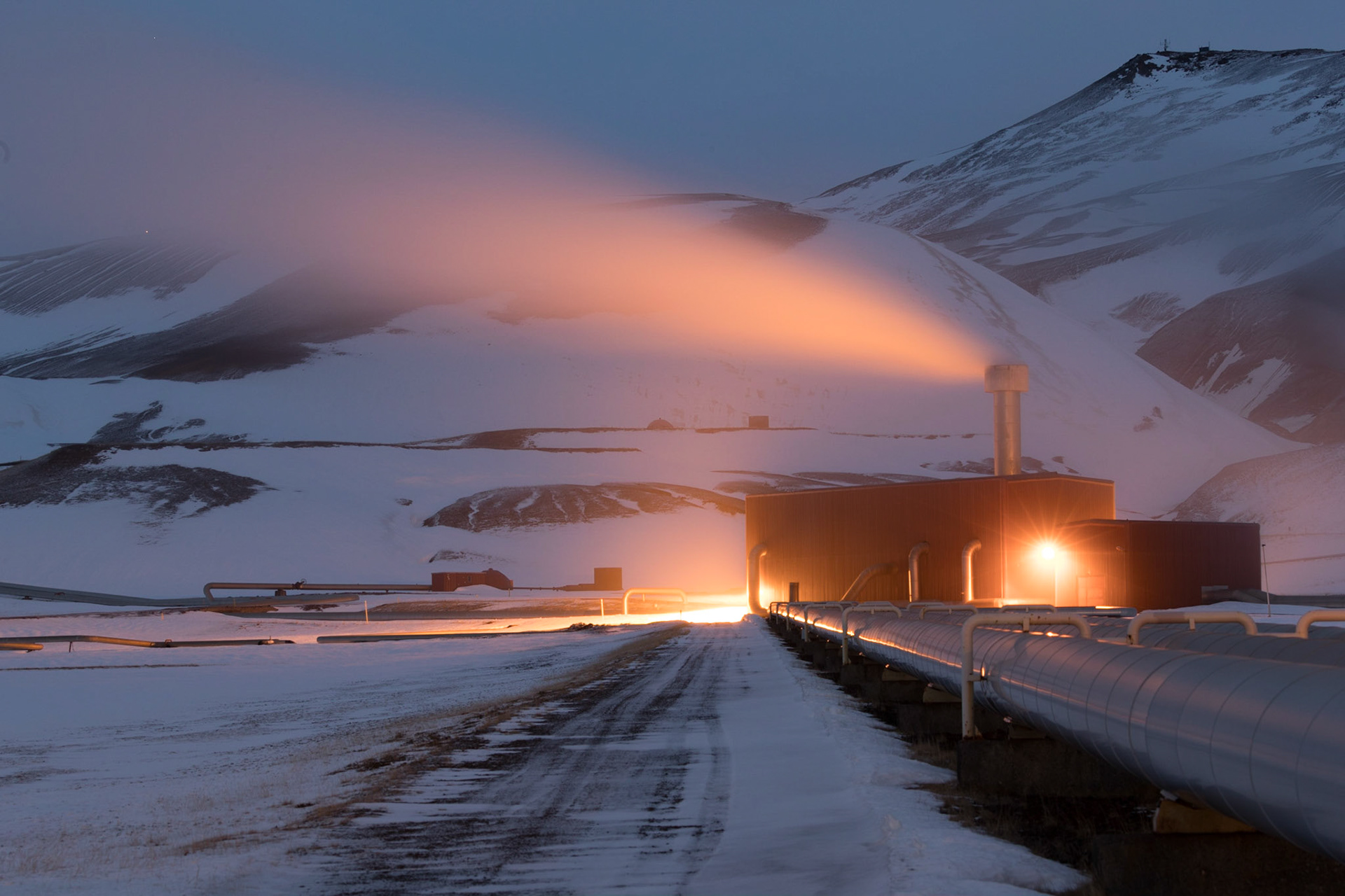The Krafla geothermal power plant is a geothermal power generating facility located in Iceland, close to the Krafla Volcano and the lake Mývatn.