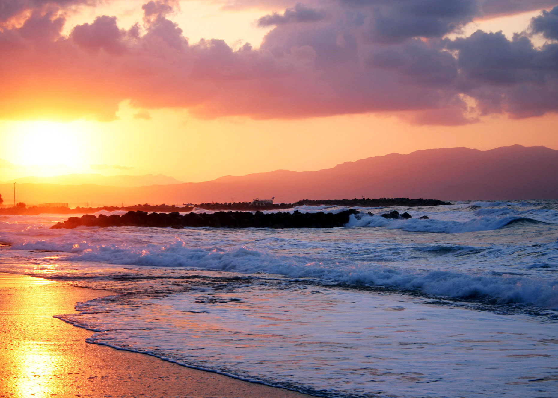 Cretan Beach At Sunset