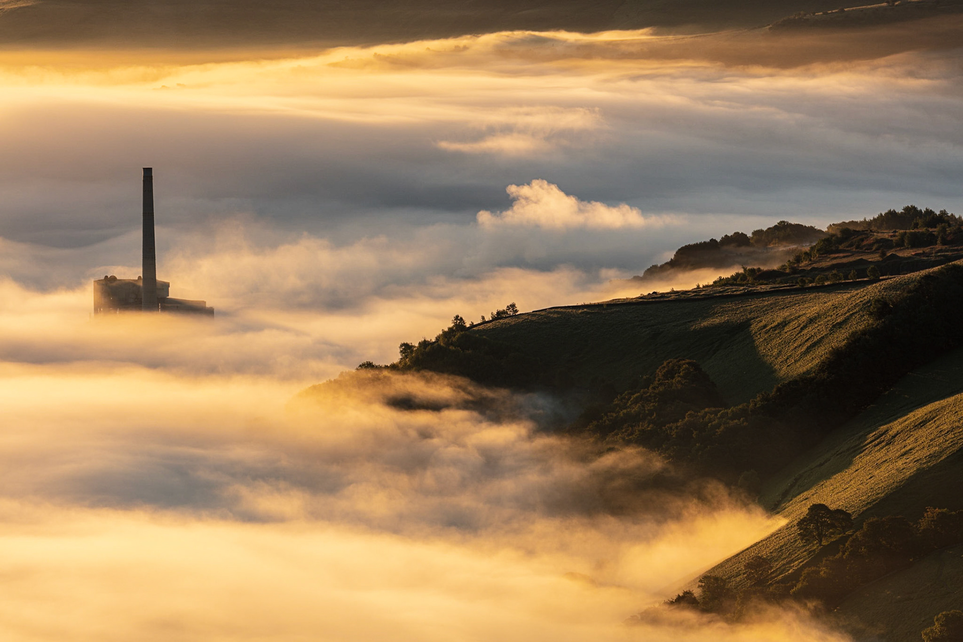 Castleton Cement Works From The Summit Of Mam Tor, Derbyshire