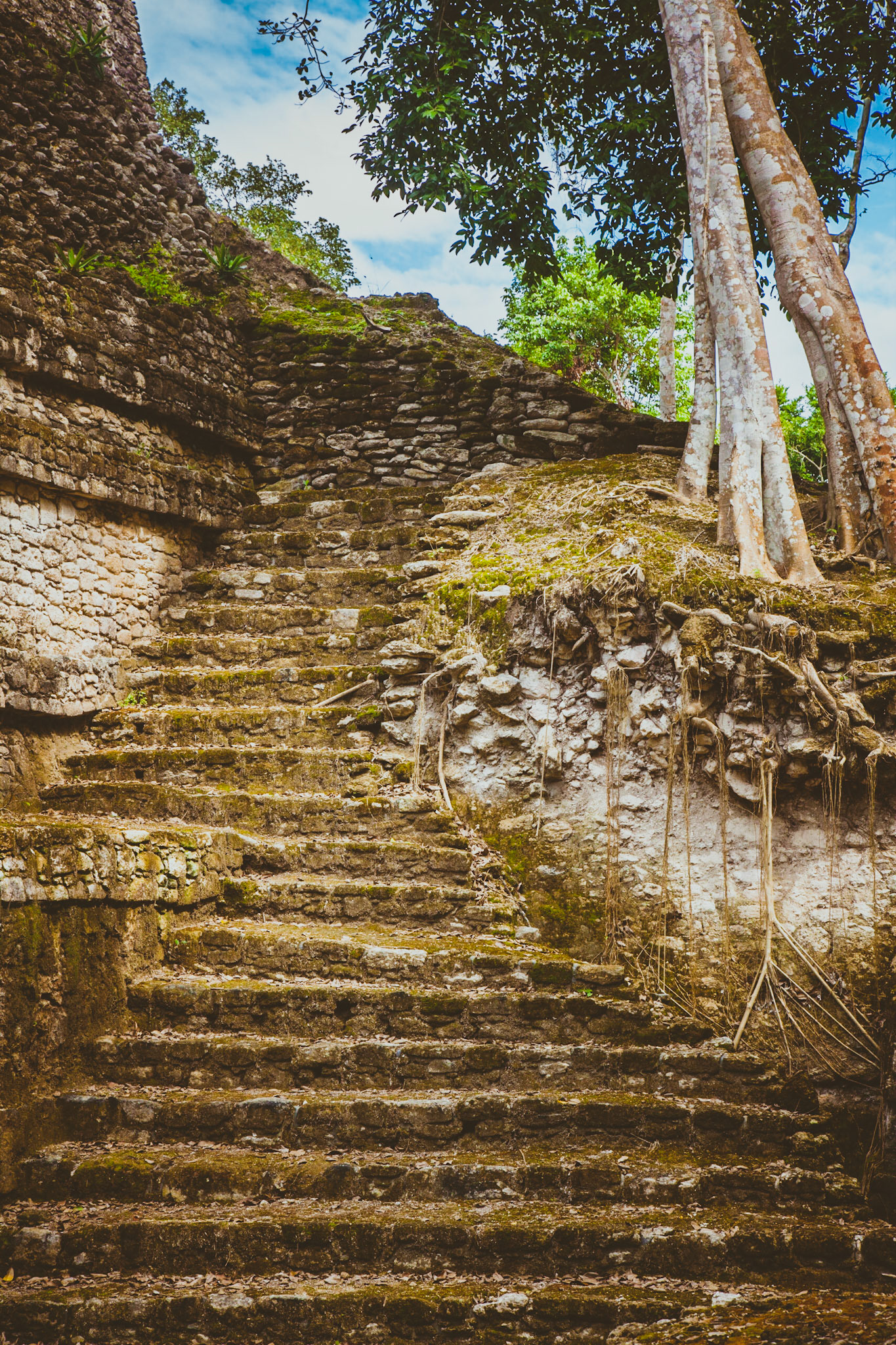 Kohunlich (X-làabch'e'en in Modern Mayan) is a large archaeological site of the pre-Columbian Maya civilization, located on the Yucatán Peninsula in the state of Quintana Roo about 25 km east of the Rio Bec region, and about 65 km west of Chetumal on Highway 186, and 9 km south of the road. The Spanish name does not actually derive from Mayan but from the English Cohune Ridge where cohune palm grew.
