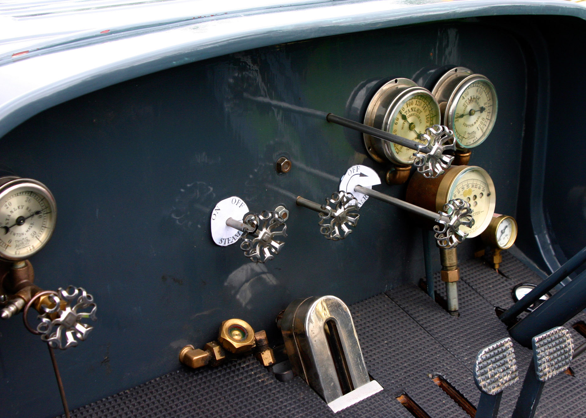 1912 Stanley steam car, Circa 1912. The Stanley Steamer was sometimes nicknamed "The Flying Teapot".
