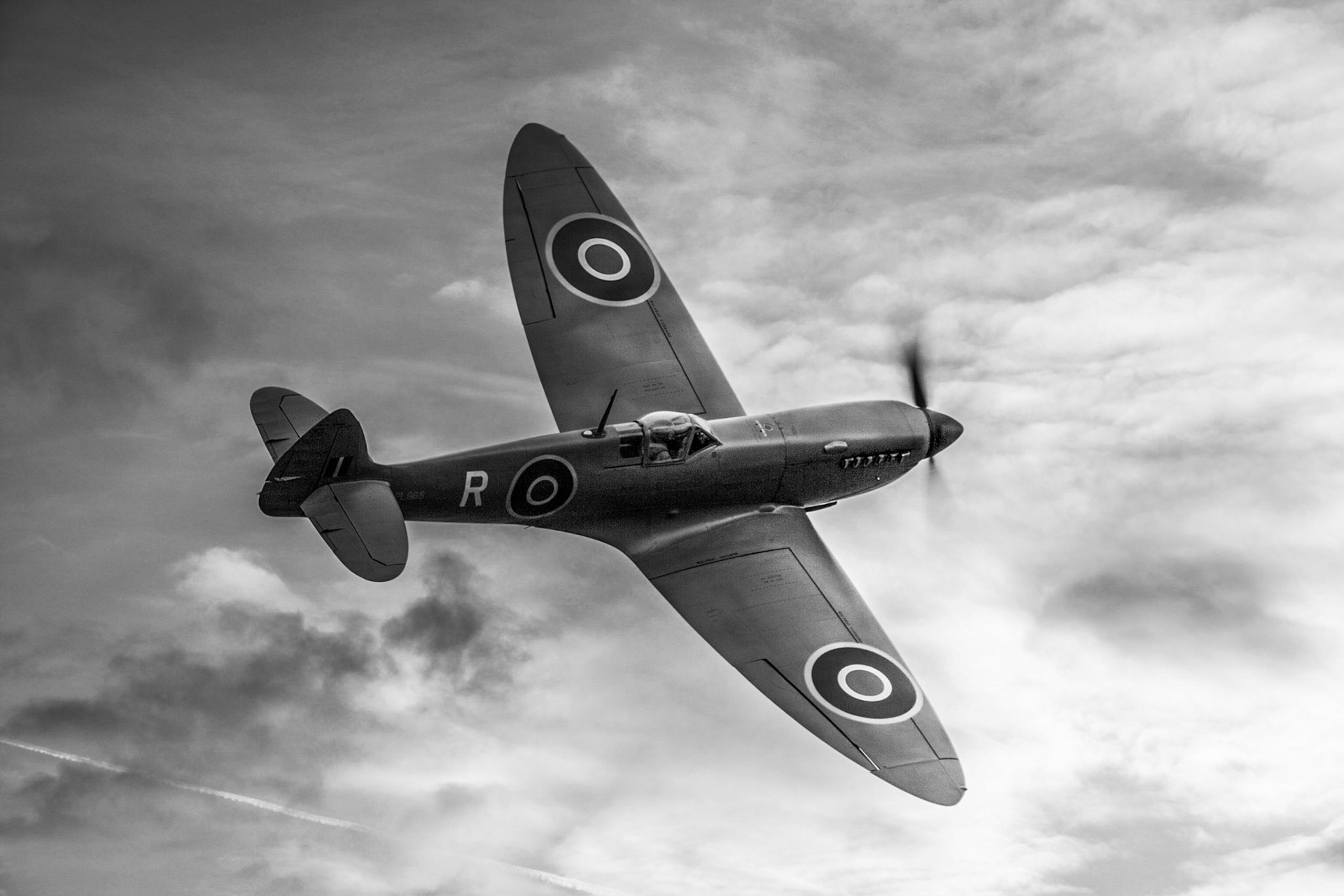 The Supermarine Spitfire is a British single-seat fighter aircraft that was used by the Royal Air Force and many other Allied countries during and after the Second World War. It was the only British fighter to be in continuous production throughout the war.. During the Battle of Britain, from July to October 1940, the Spitfire was perceived by the public to be the RAF fighter, though the more numerous Hawker Hurricane shouldered a greater proportion of the burden against the Nazi German air force, the Luftwaffe. Spitfire units, however, had a lower attrition rate and a higher victory-to-loss ratio than those flying Hurricanes because of its higher performance.