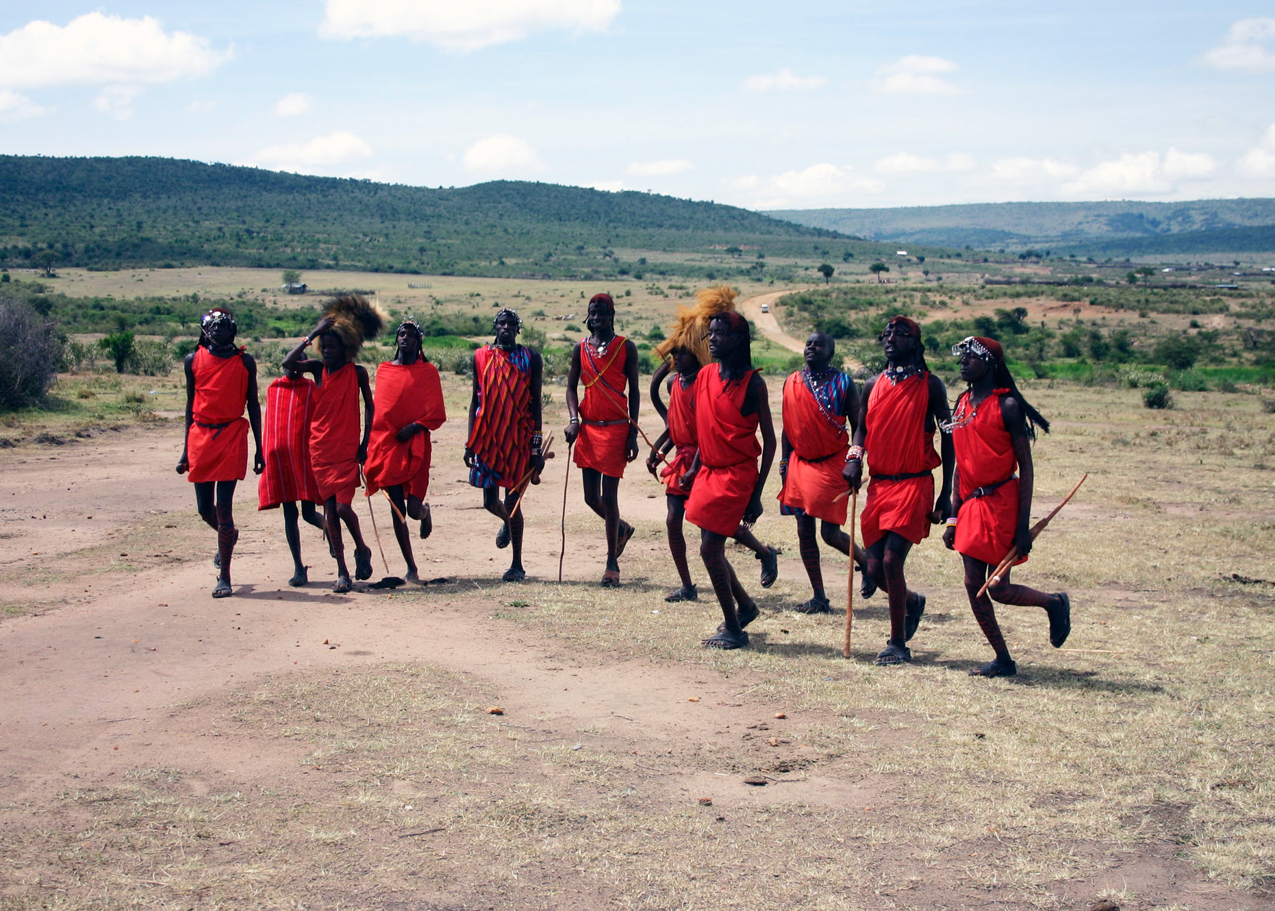 Masai Warriors Doing A Welcome Dance
