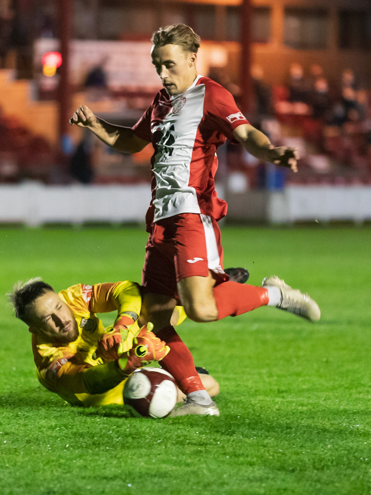 Ben Hardcastle Denied By The Bamber Bridge Goalkeeper