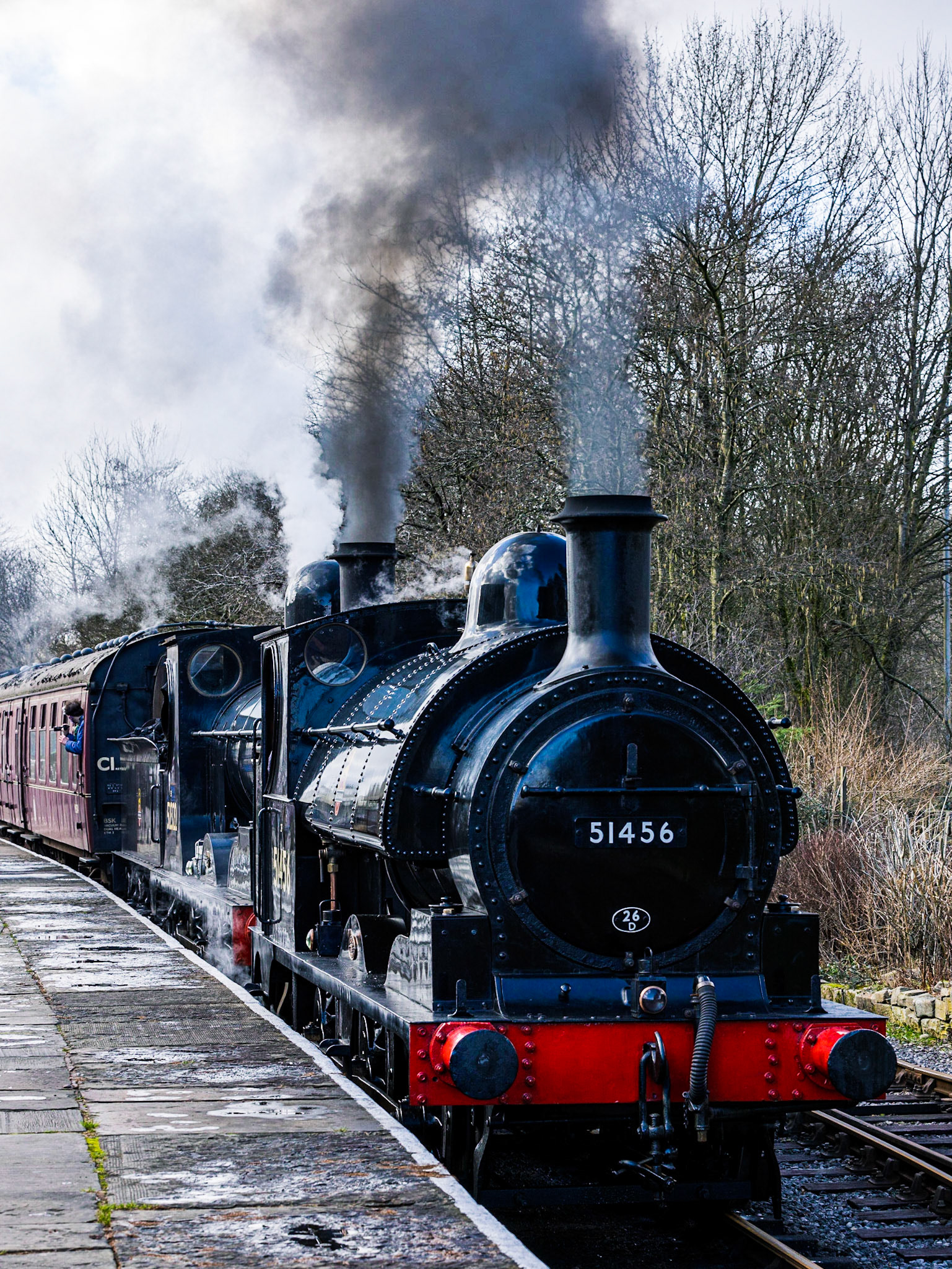 Built by Beyer Peacock in Manchester, the former Lancashire and Yorkshire railway class 23 number 752 was one of 230 such locomotives which were a common sight in Rochdale, Castleton and Heywood until the mid-1950s.Number 752 survived because it was sold to a colliery in the 1930s and was eventually donated by the National Coal Board for preservation in 1968. It ran for some time on the Keighley and Worth Valley Railway in the early 1980s but now is based on the East Lancashire Railway and has recently been rebuilt, and renumbered 51456.