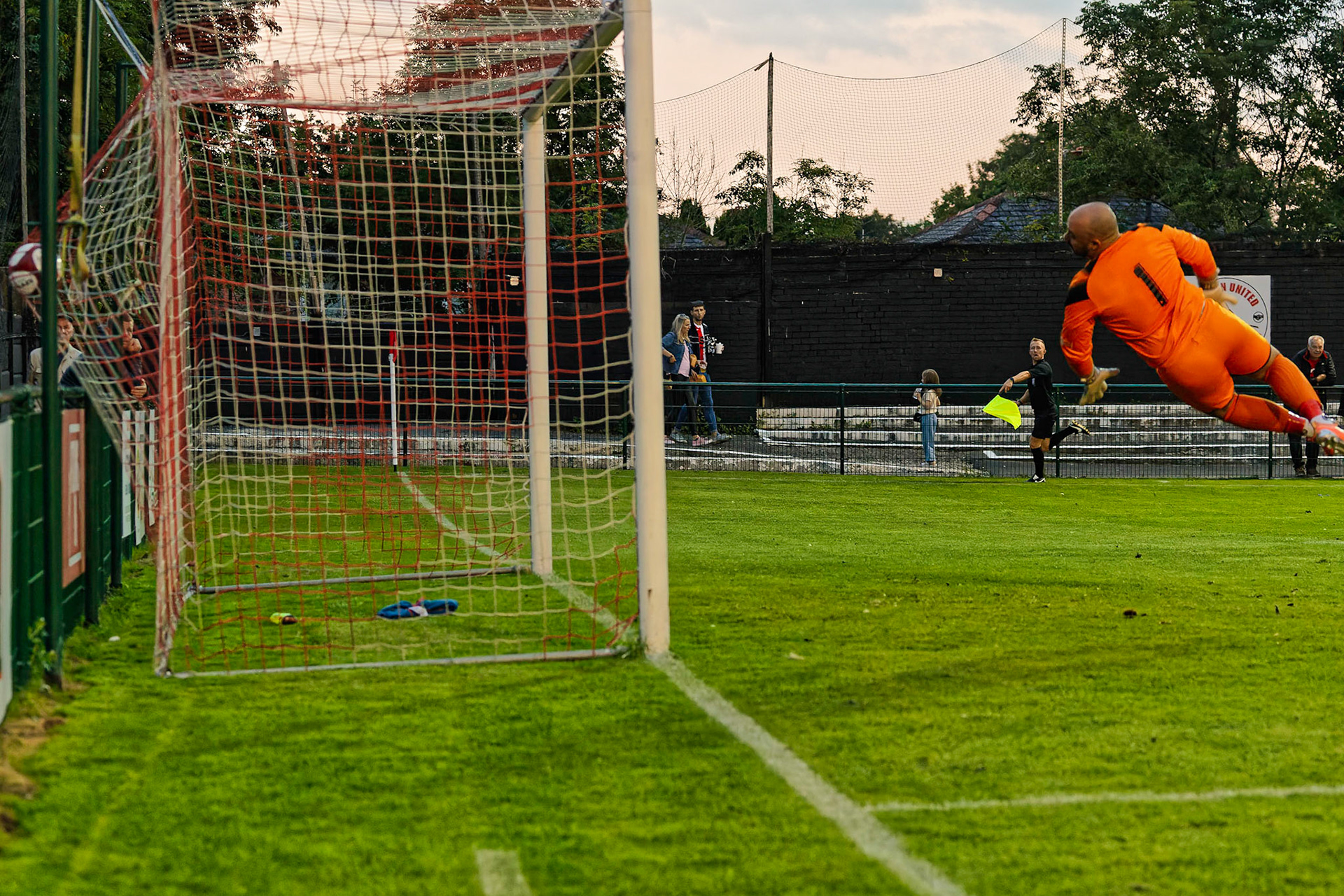 Despite A Great Effort Ashton Keeper Hartley Couldn't Save The Shot From Whitby Town