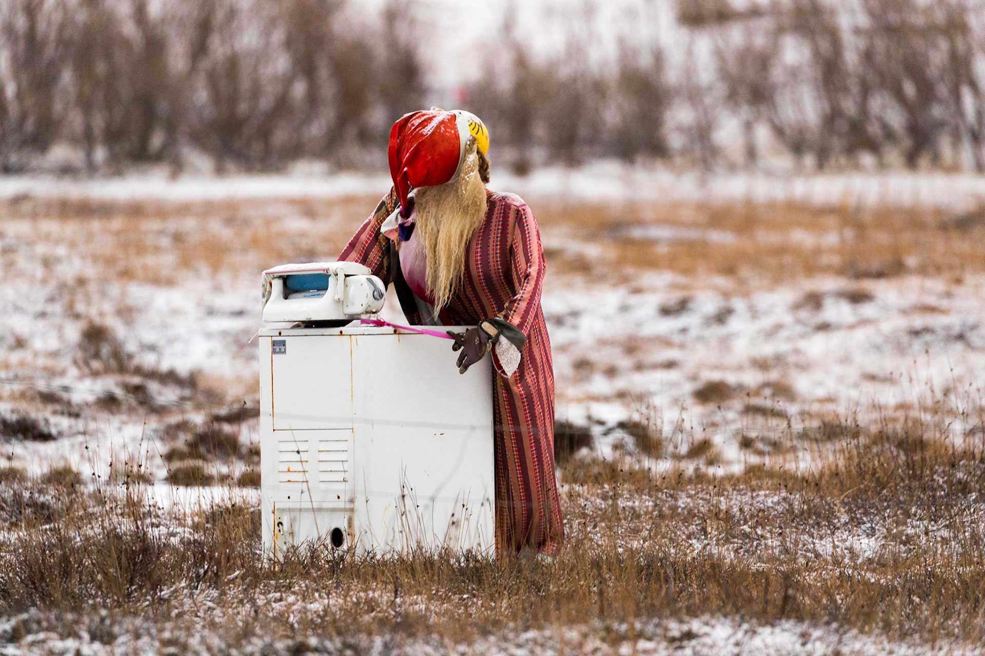 Scarecrow In A Field In Northern Iceland