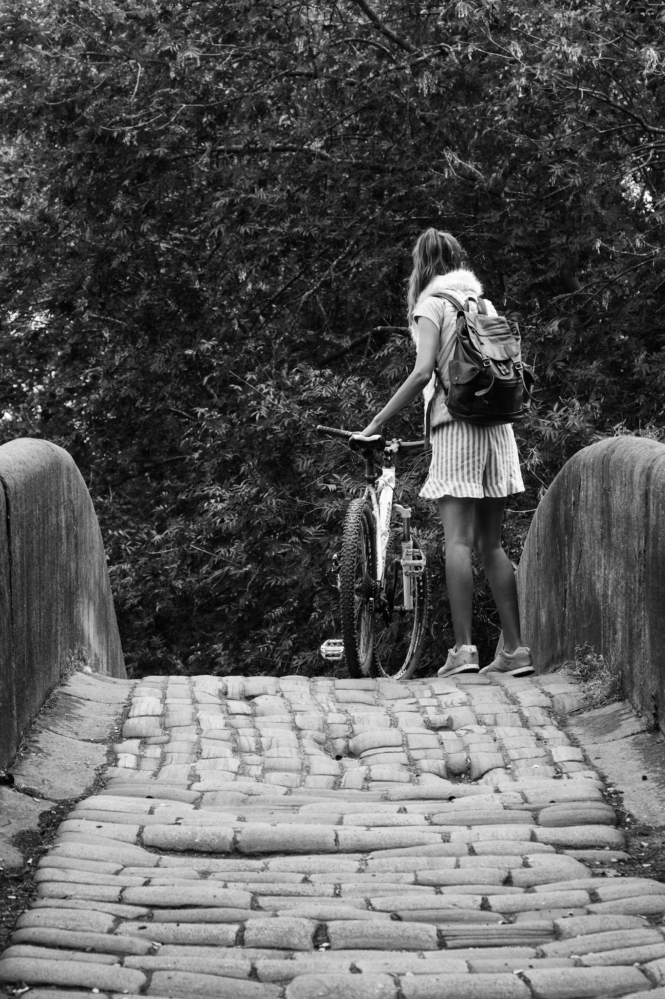 Cyclist On The Tow Bridge At Portland Basin Ashton under Lyne