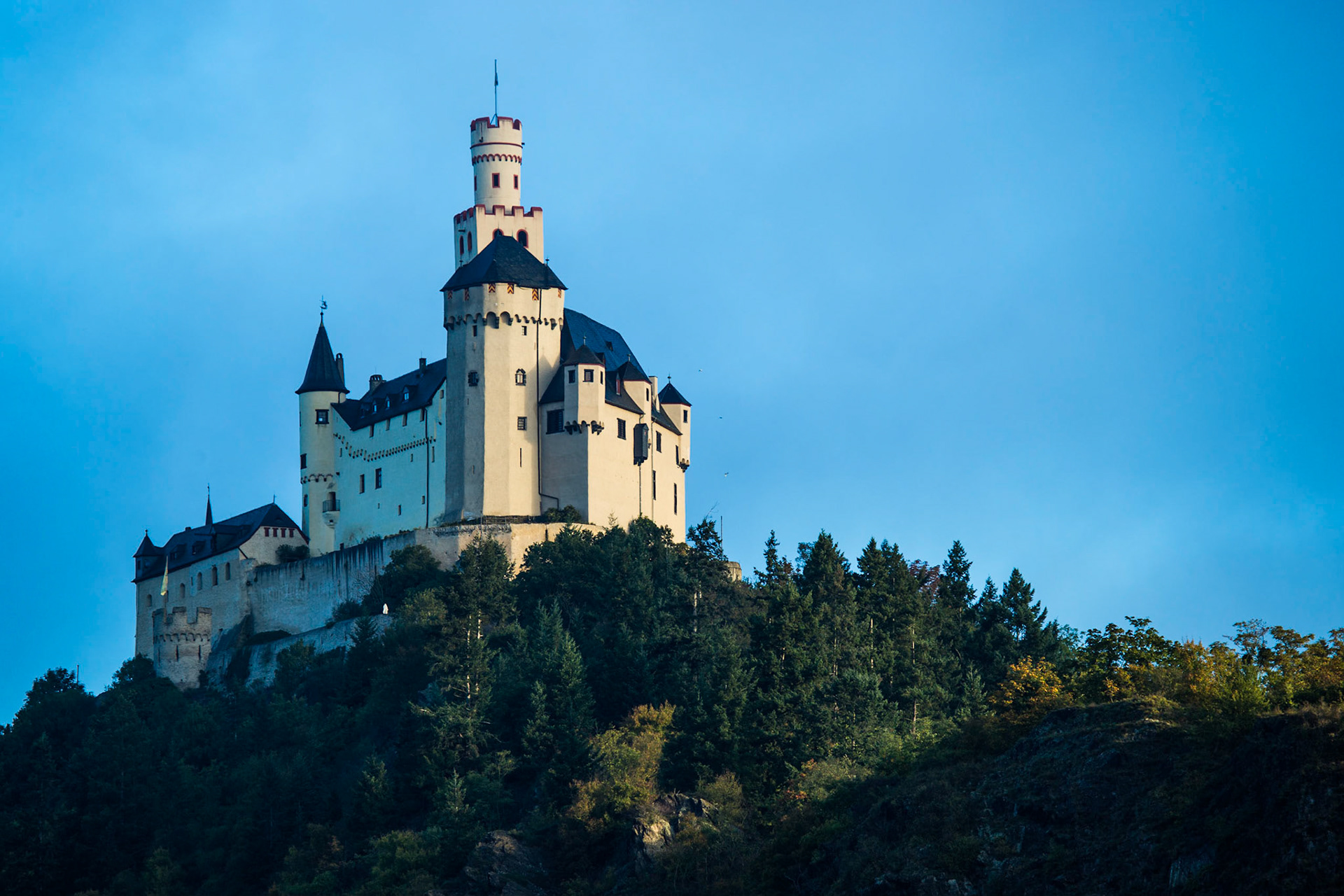 A Fairy Tale Castle On The Banks Of The Rhine At Boppard, Germany