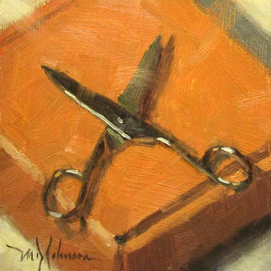Scissors on Box (2017) - 6x6 - Sold