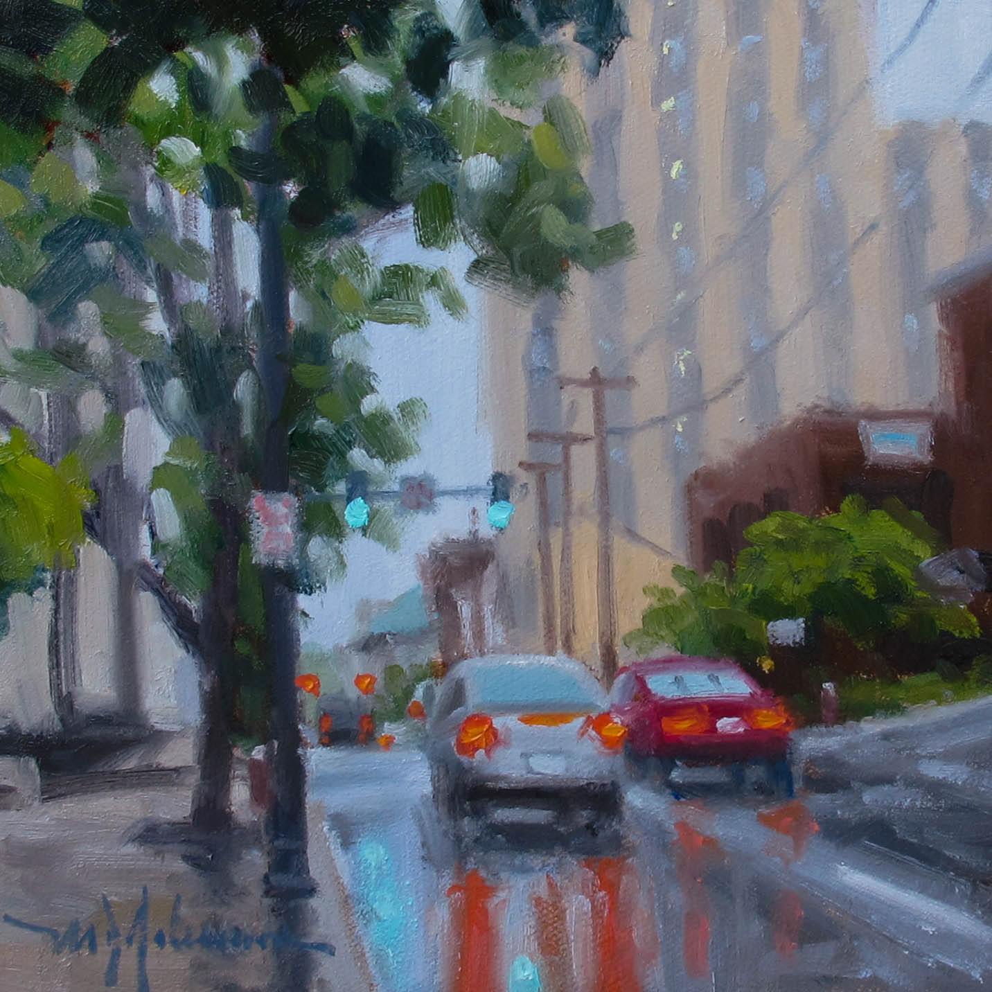 Church Street in the Rain (2016) - 8x8 - Sold