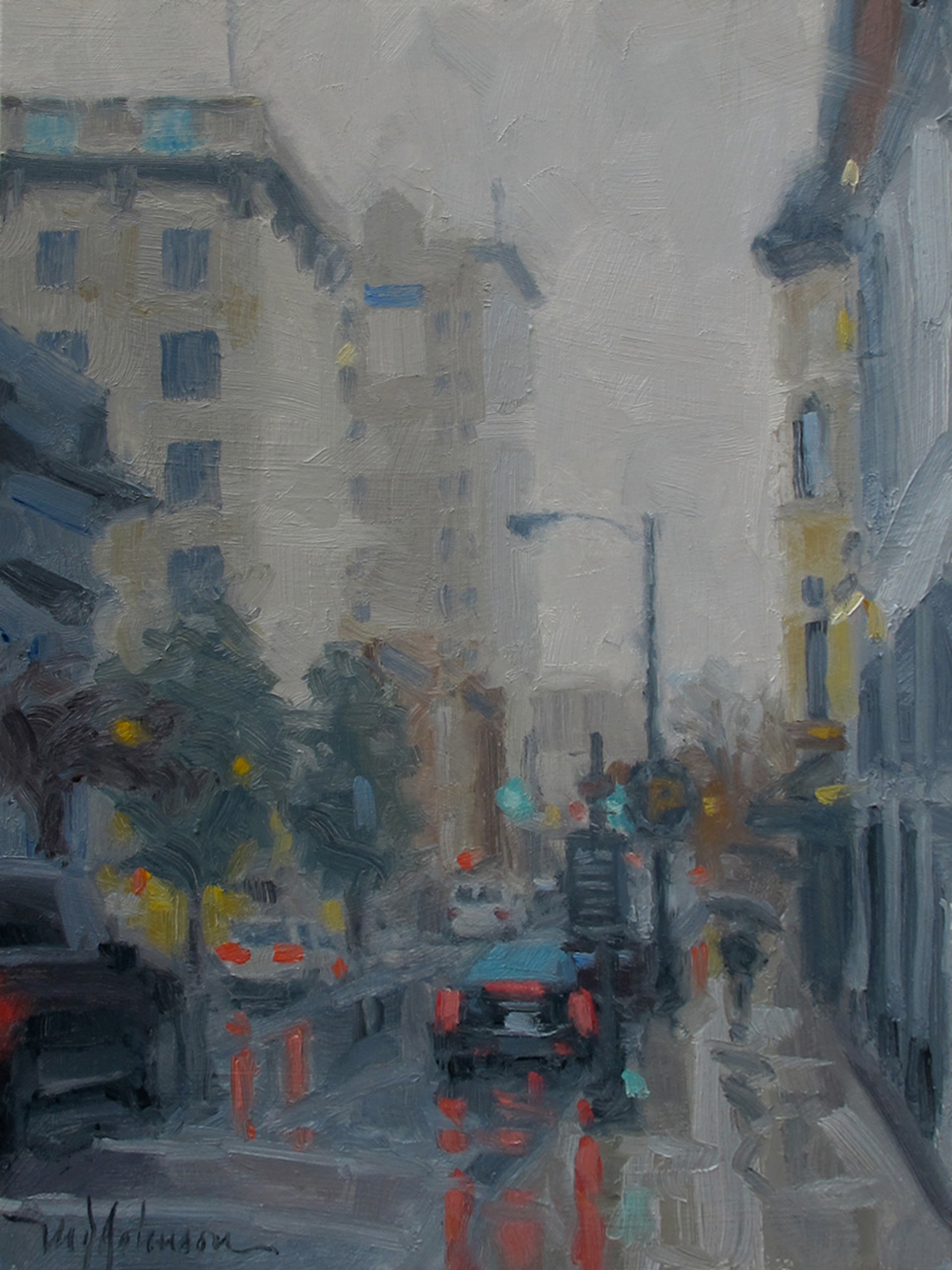 Gray Day on Main (2018) - 12x9 - Sold
