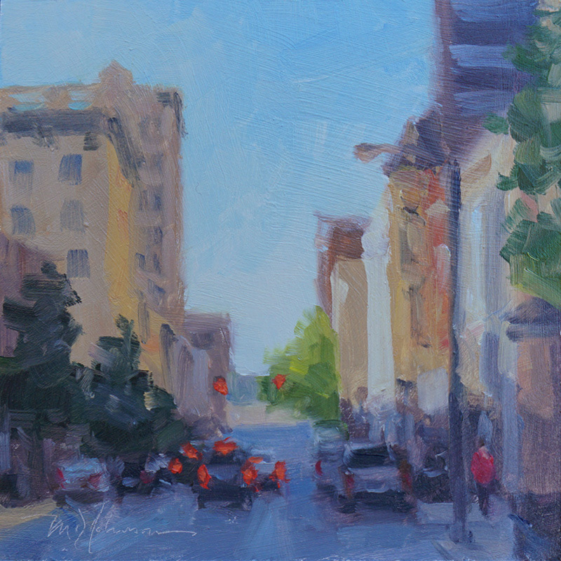Warm Glow on Main Street (2022) - 6x6 - Sold