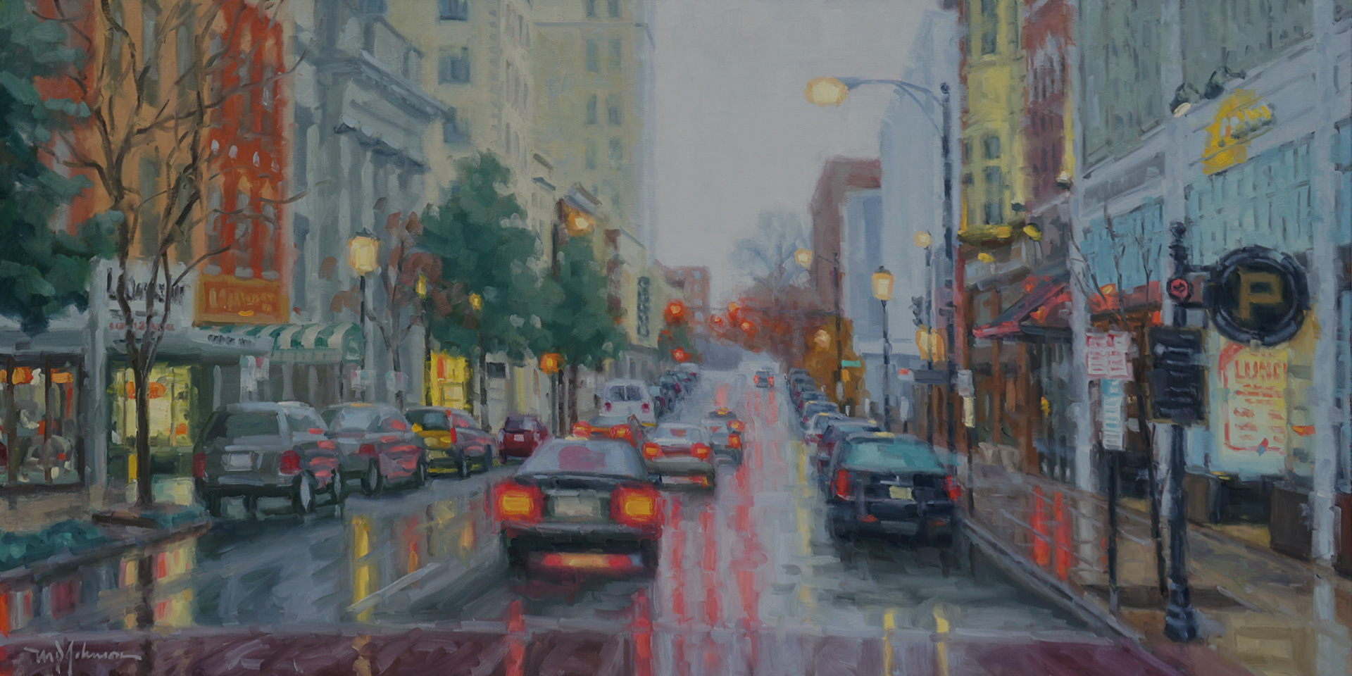 Main Street Rain and Lights (2019)* - 24x48 - Sold