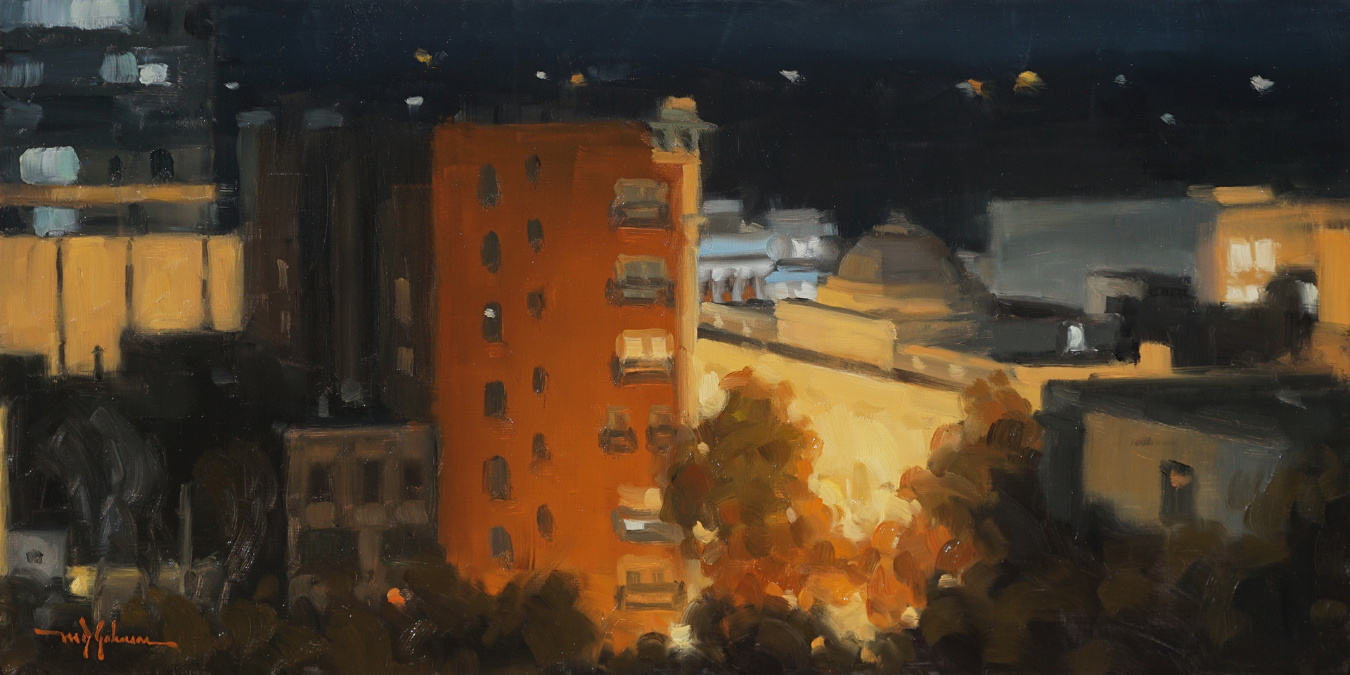 Nocturne From Court Street (2023) - 12x24 - Available